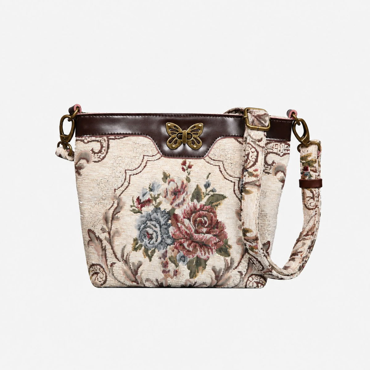 Floral Cream Carpet Crossbody Bag carpet bag MCW Handmade of America main