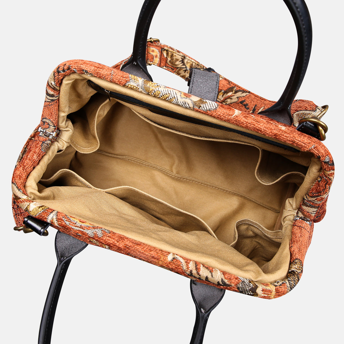 Floral Paisley Orange Carpet Handbag Purse carpet bag MCW Handmade inside