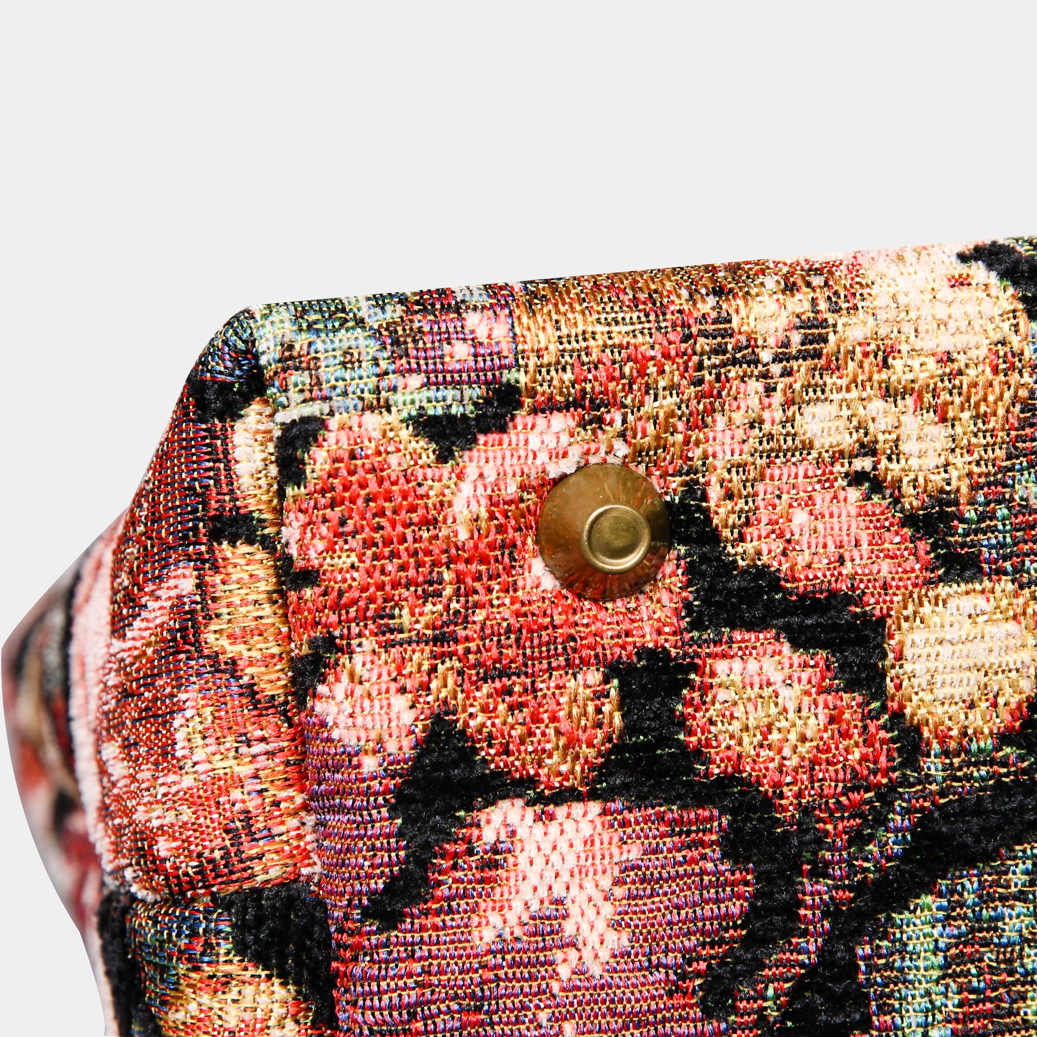 Floral Rose Tuck Lock Carpet Satchel carpet bag MCW Handmade of America bottom