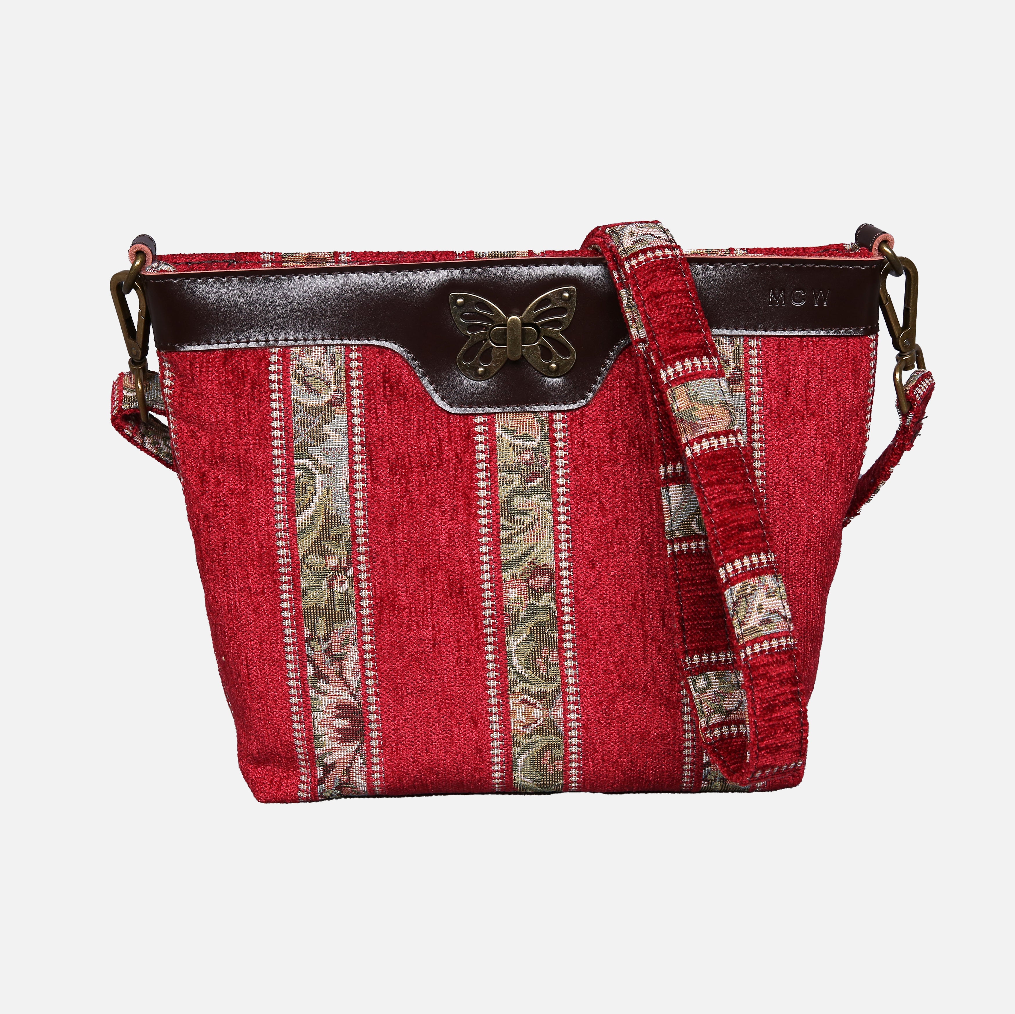 Floral Strips Red Carpet Crossbody Bag carpet bag MCW Handmade of America main