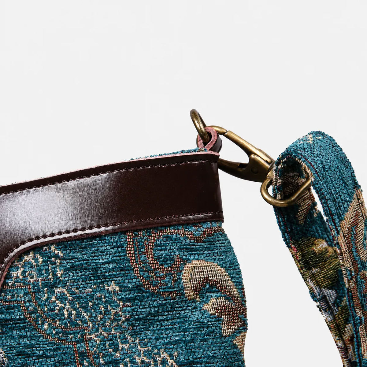 Floral Teal Butterfly Crossbody Bag Carpetbag of America details