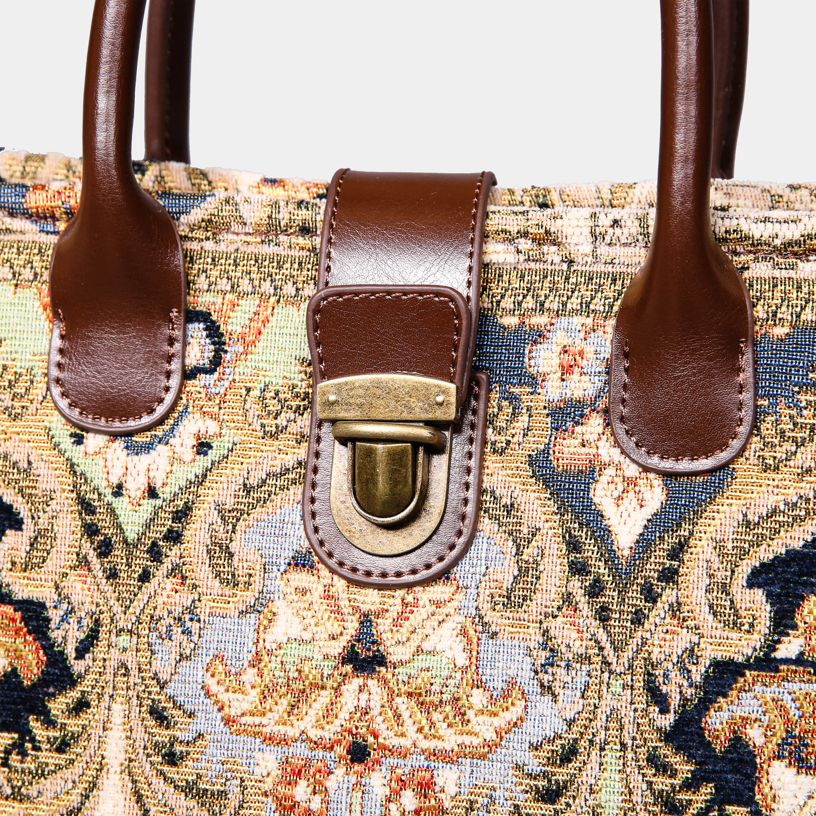 Golden Age Navy Tuck Lock Carpet Satchel carpet bag MCW Handmade closure