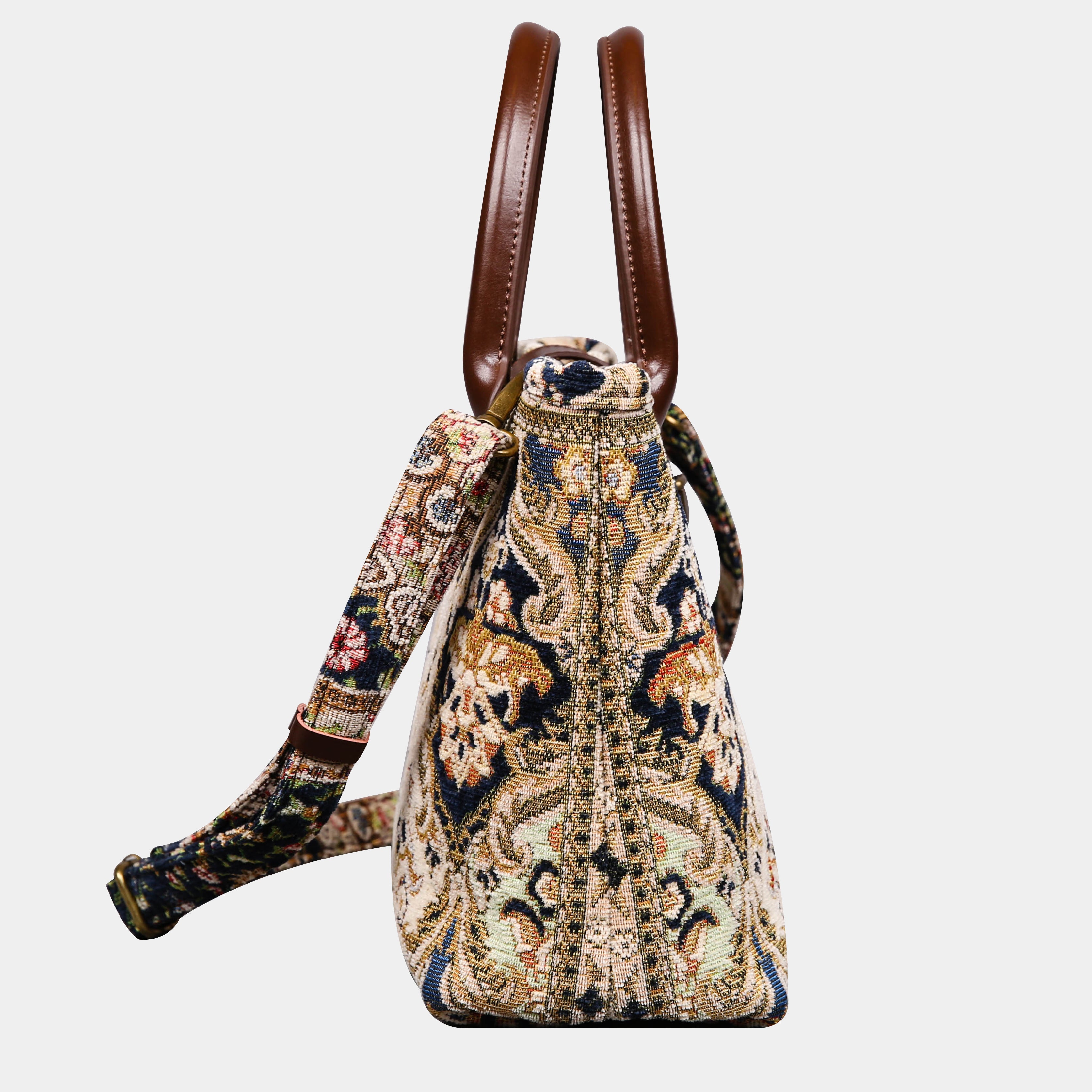Golden Age Navy Tuck Lock Carpet Satchel carpet bag MCW Handmade side