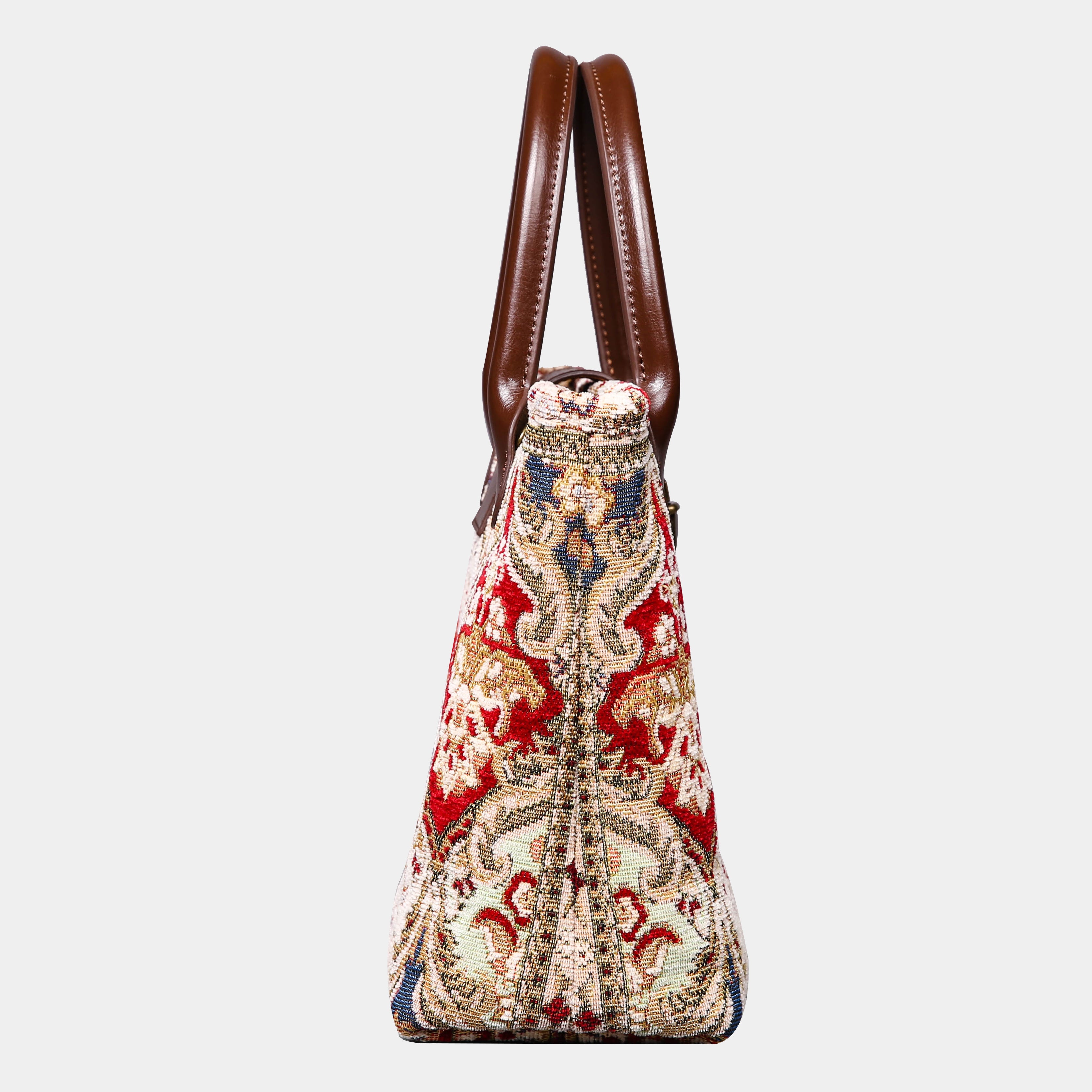 Golden Age Red Tuck Lock Carpet Satchel carpet bag MCW Handmade-side