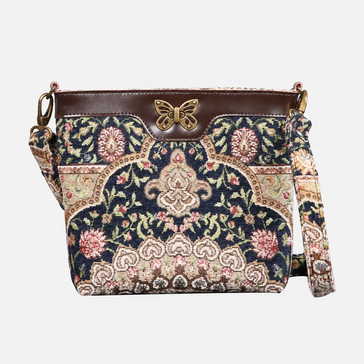 Oriental Navy Carpet Crossbody Bag carpet bag MCW Handmade of America main