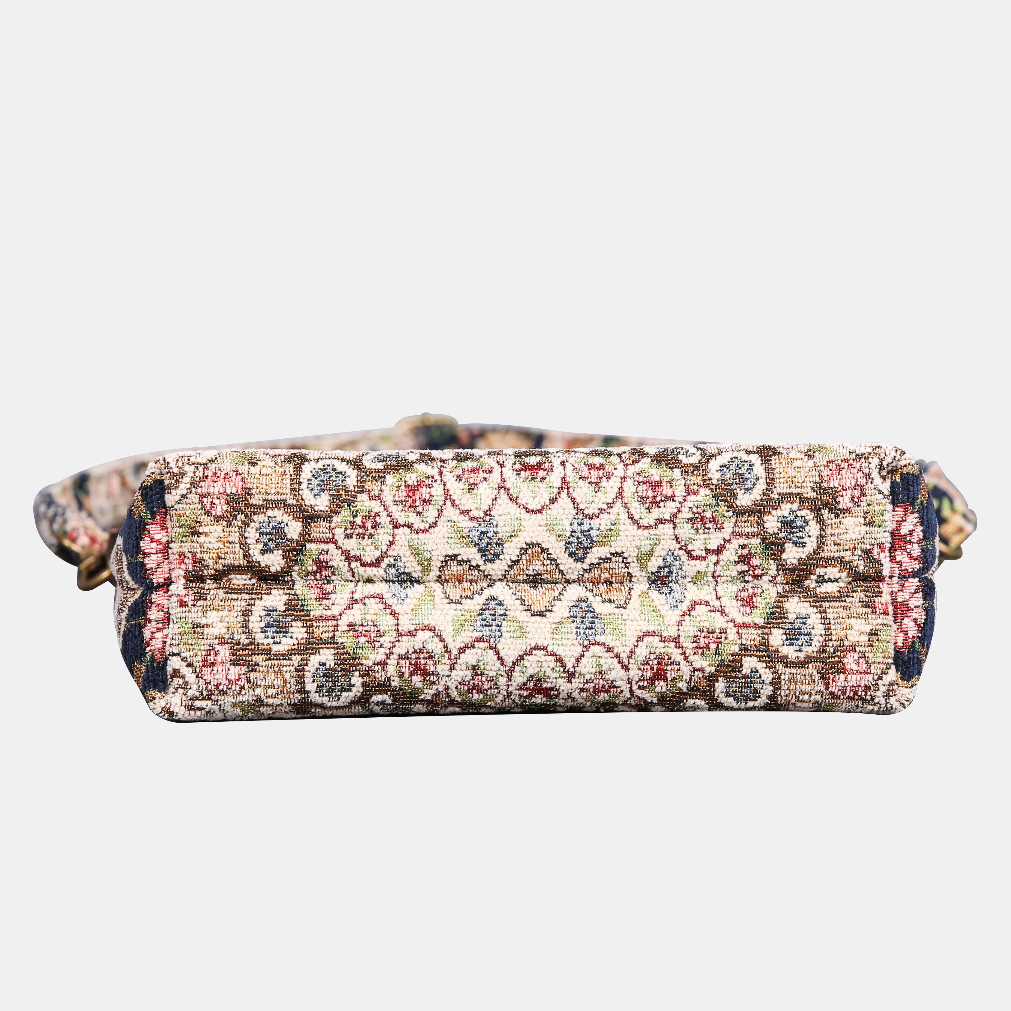 Oriental Navy Carpet Crossbody Bag carpet bag MCW Handmade of America bottom