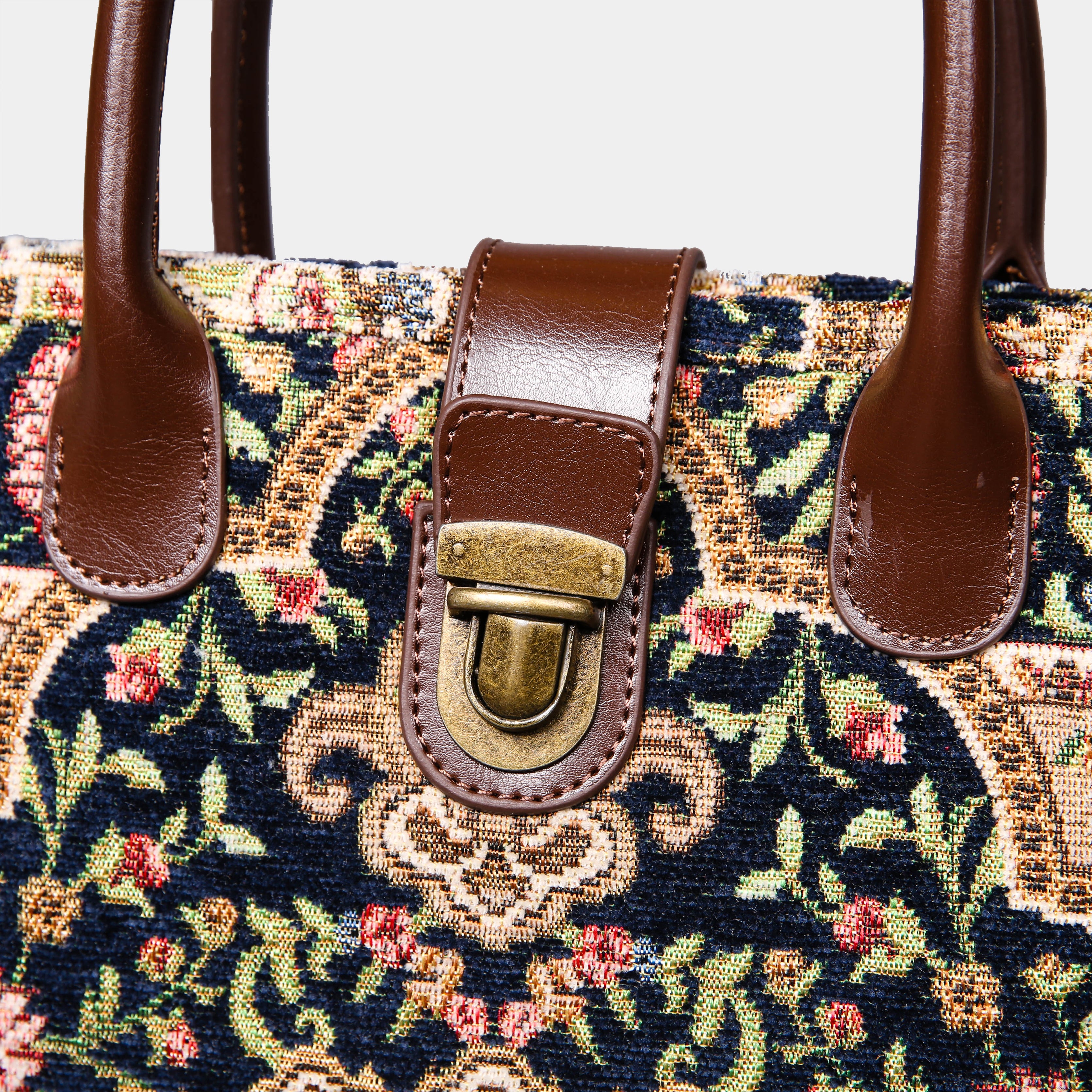 Oriental Navy Tuck Lock Carpet Satchel carpet bag MCW Handmade closure