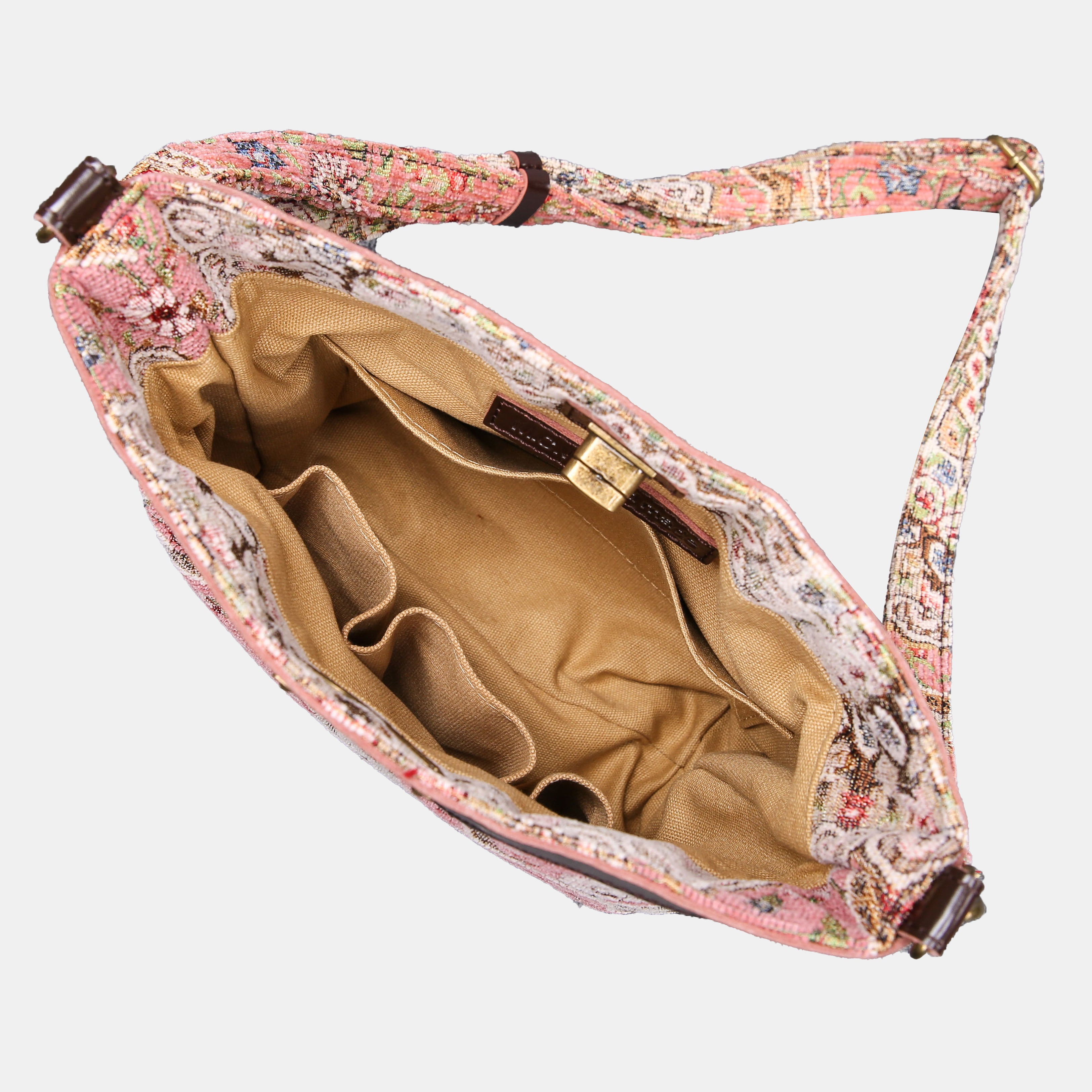 Oriental Pink Carpet Crossbody Bag carpet bag MCW Handmade of America inside