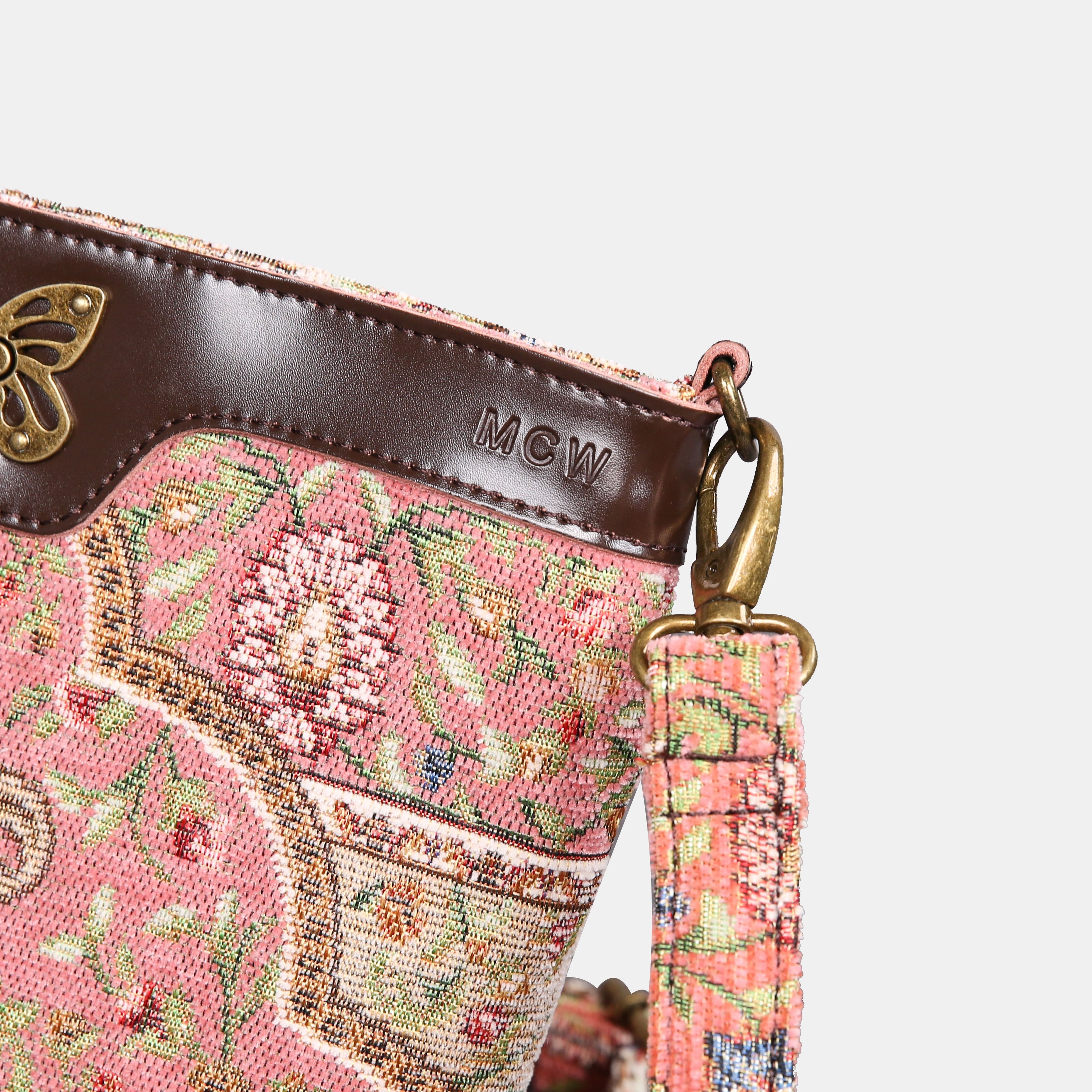 Oriental Pink Carpet Crossbody Bag carpet bag MCW Handmade of America details