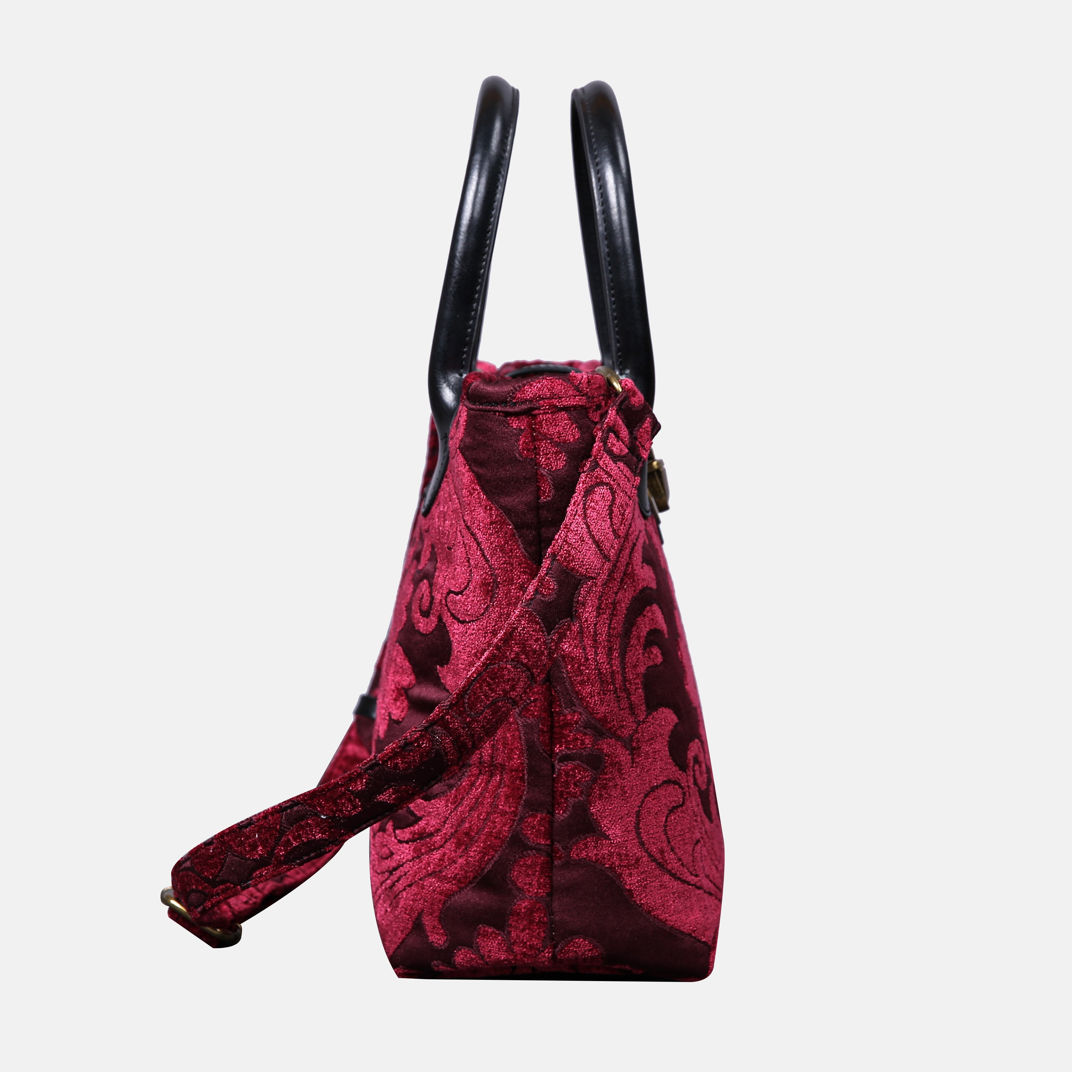 Queen Wine Tuck Lock Carpet Satchel carpet bag MCW Handmade of America side
