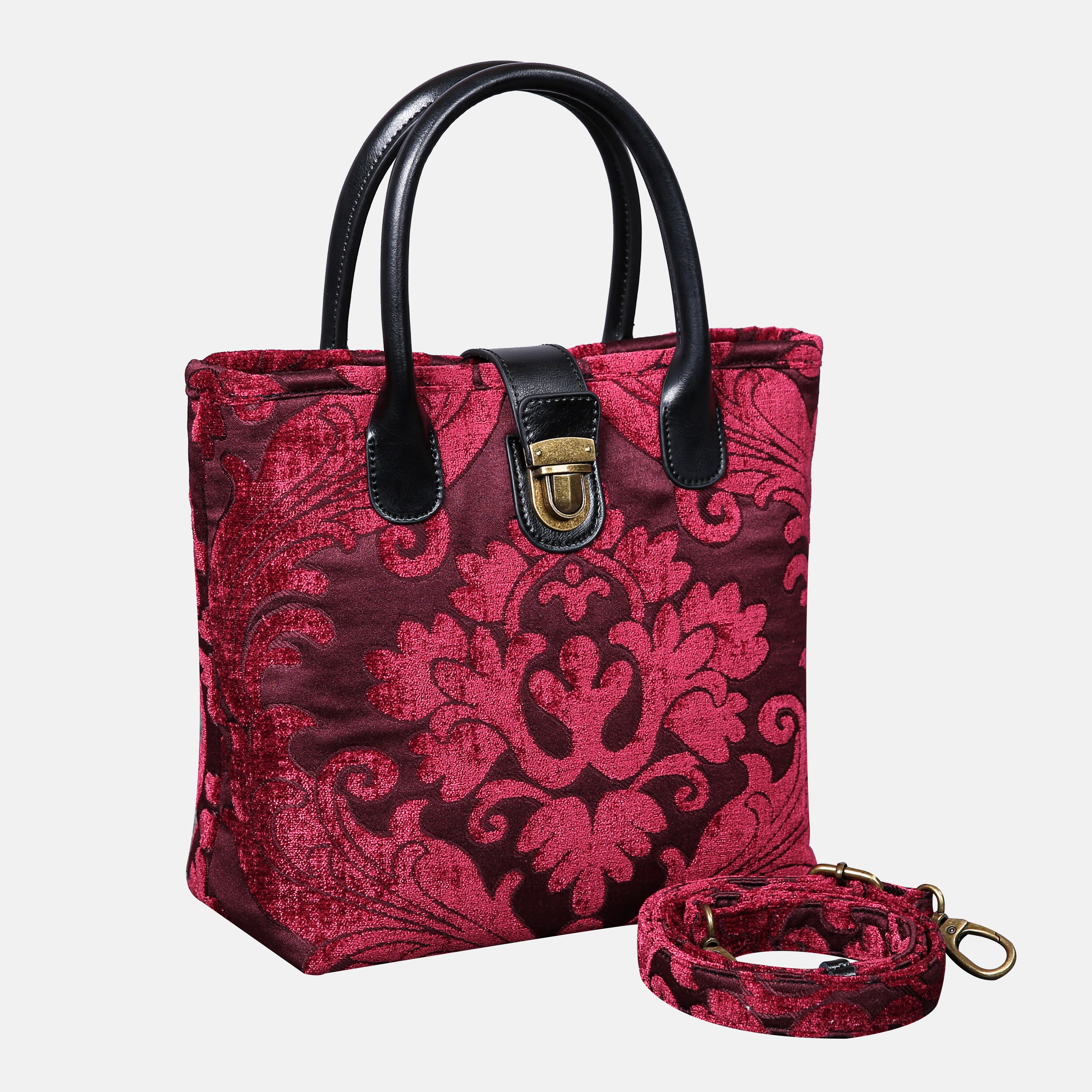 Queen Wine Tuck Lock Carpet Satchel carpet bag MCW Handmade of America with strap
