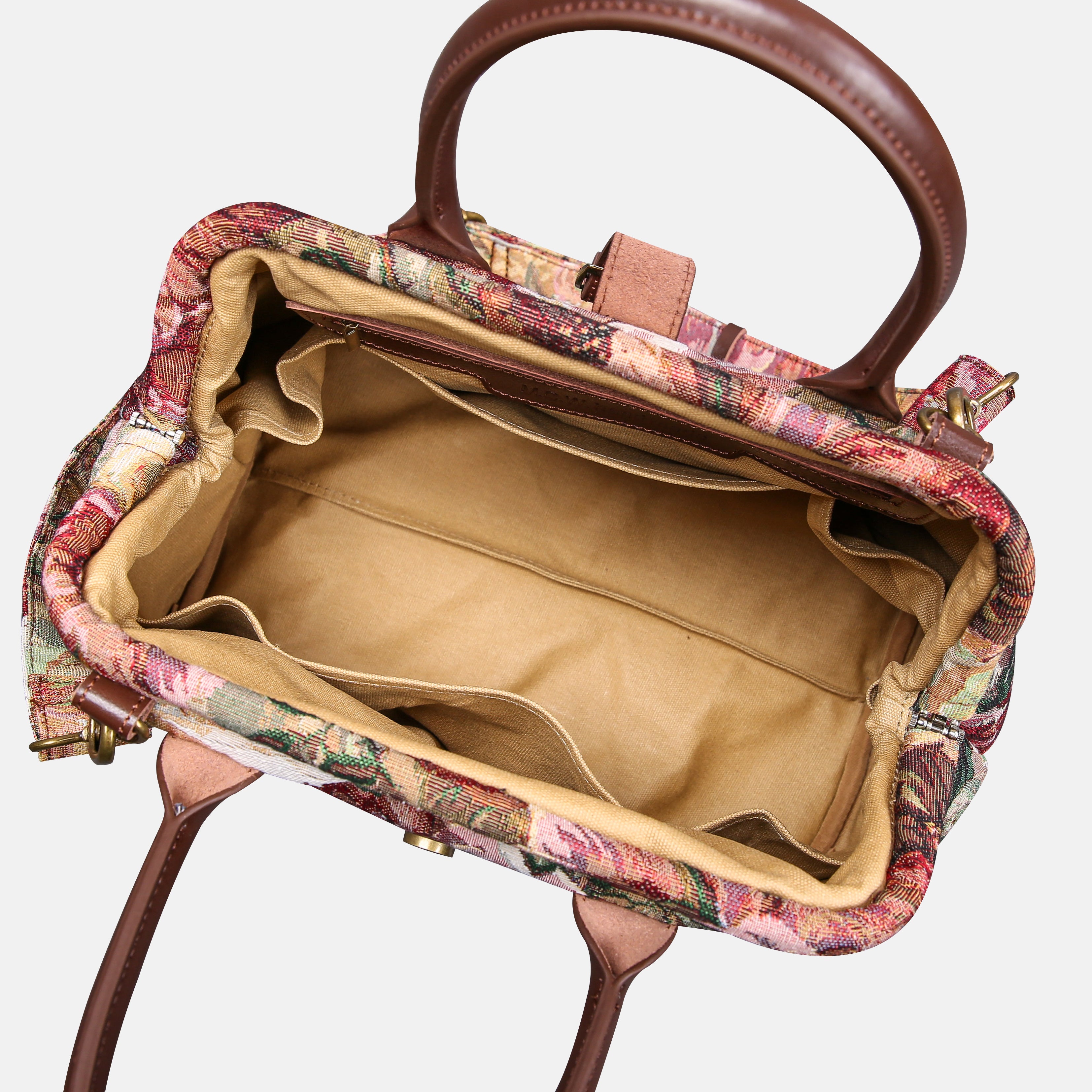 Rose Bush Carpet Handbag Purse carpet bag MCW Handmade of America open