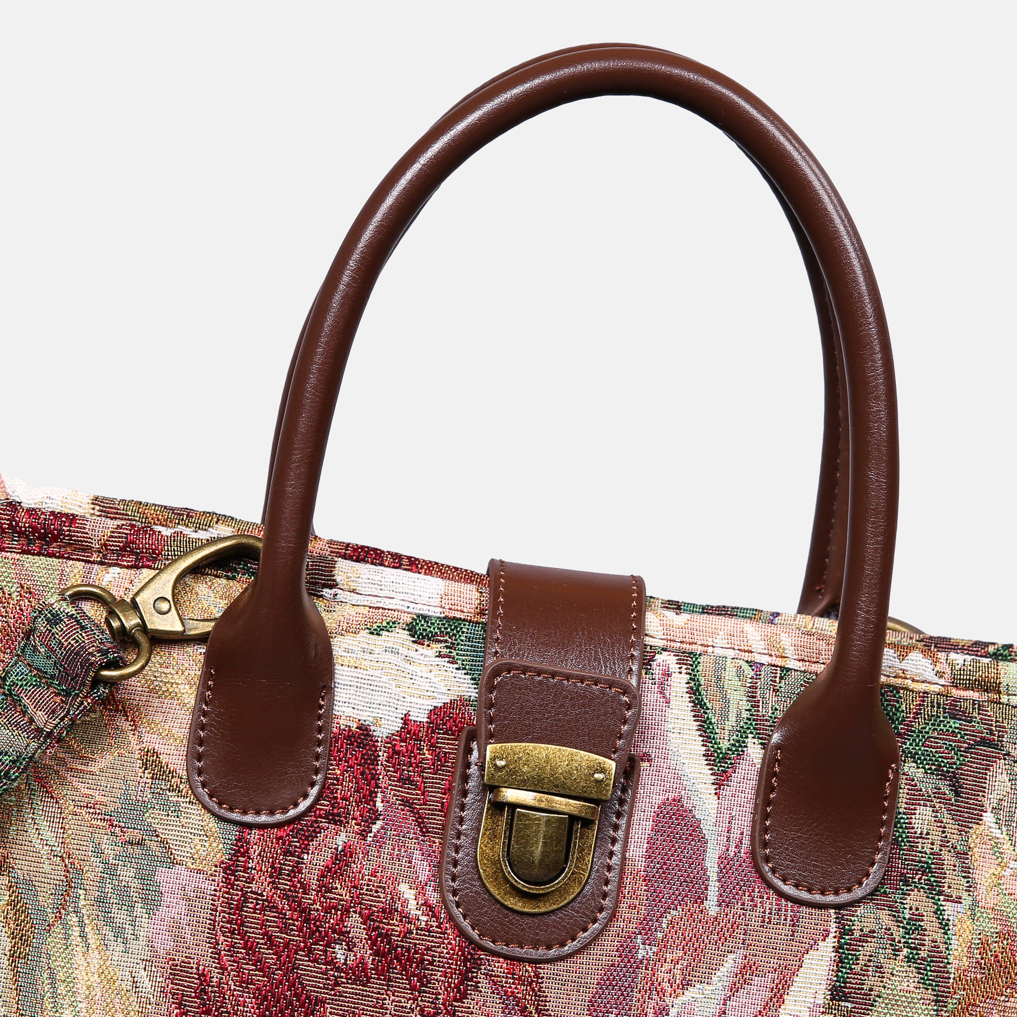 Rose Bush Tuck Lock Carpet Satchel carpet bag MCW Handmade of America details