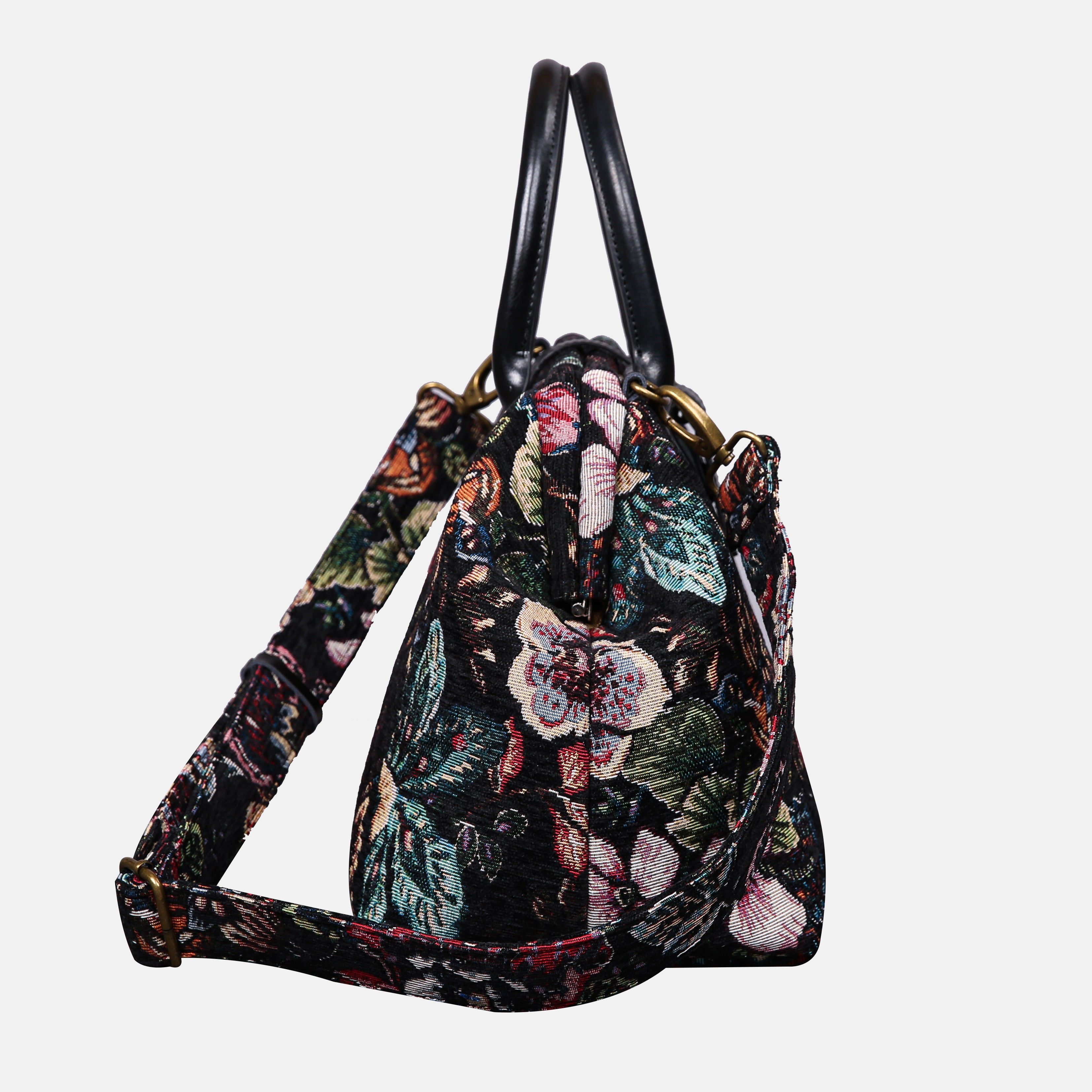 Rose Garden Black Carpet Handbag Purse carpet bag MCW Handmade of America side