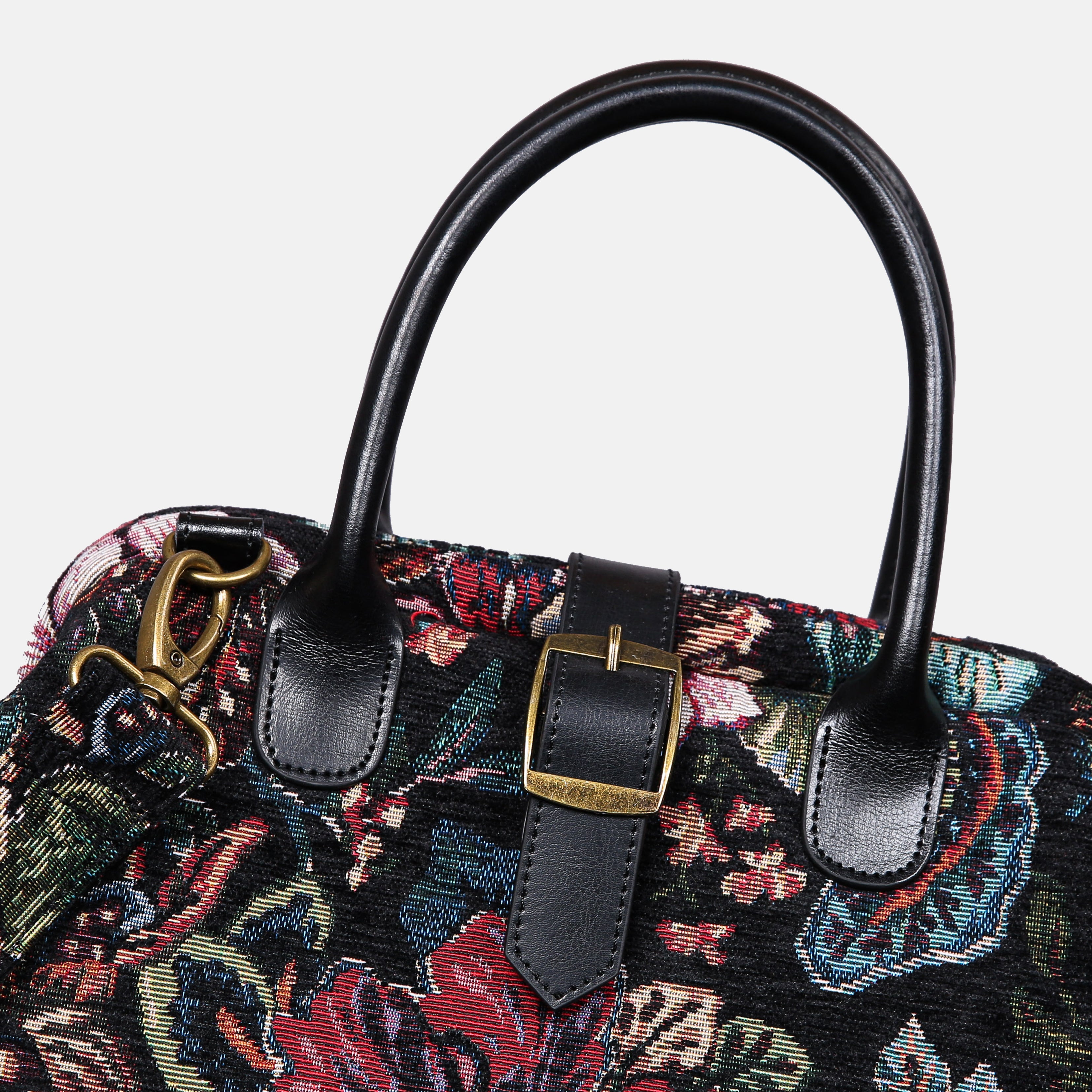Rose Garden Black Carpet Handbag Purse carpet bag MCW Handmade of America buckle