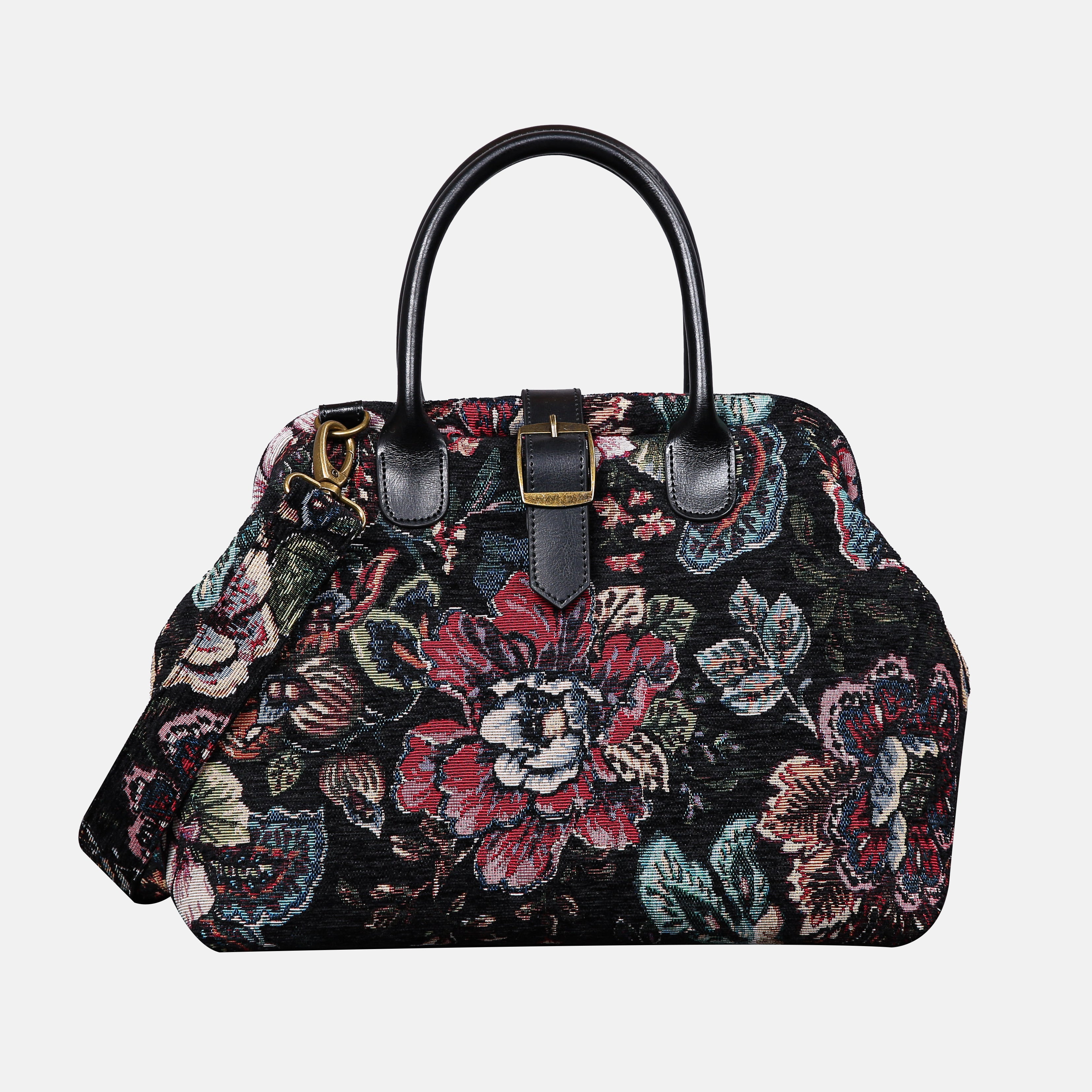 Rose Garden Black Carpet Handbag Purse carpet bag MCW Handmade of America main