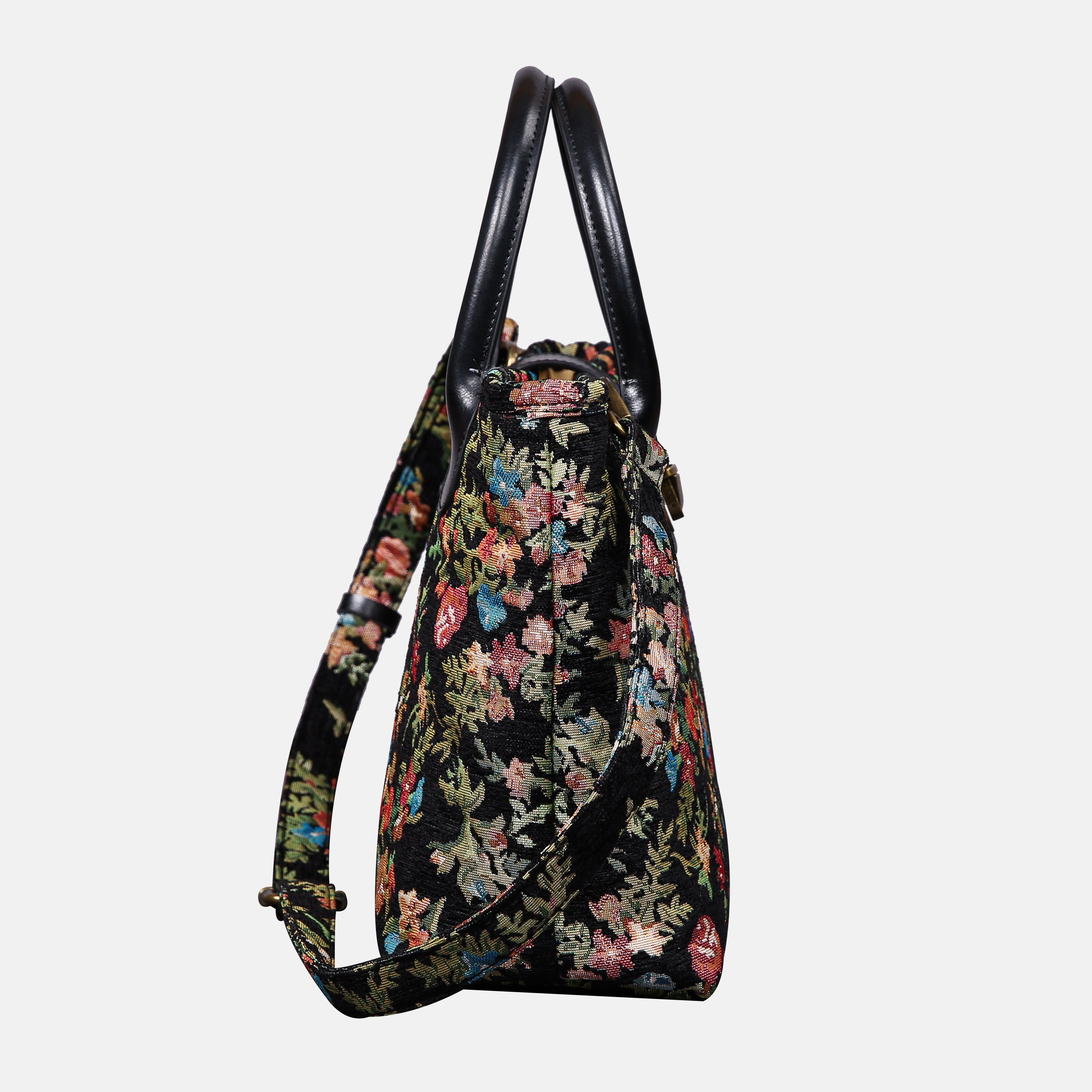 Spring Valley Black Tuck Lock Carpet Satchel carpet bag MCW Handmade of America side
