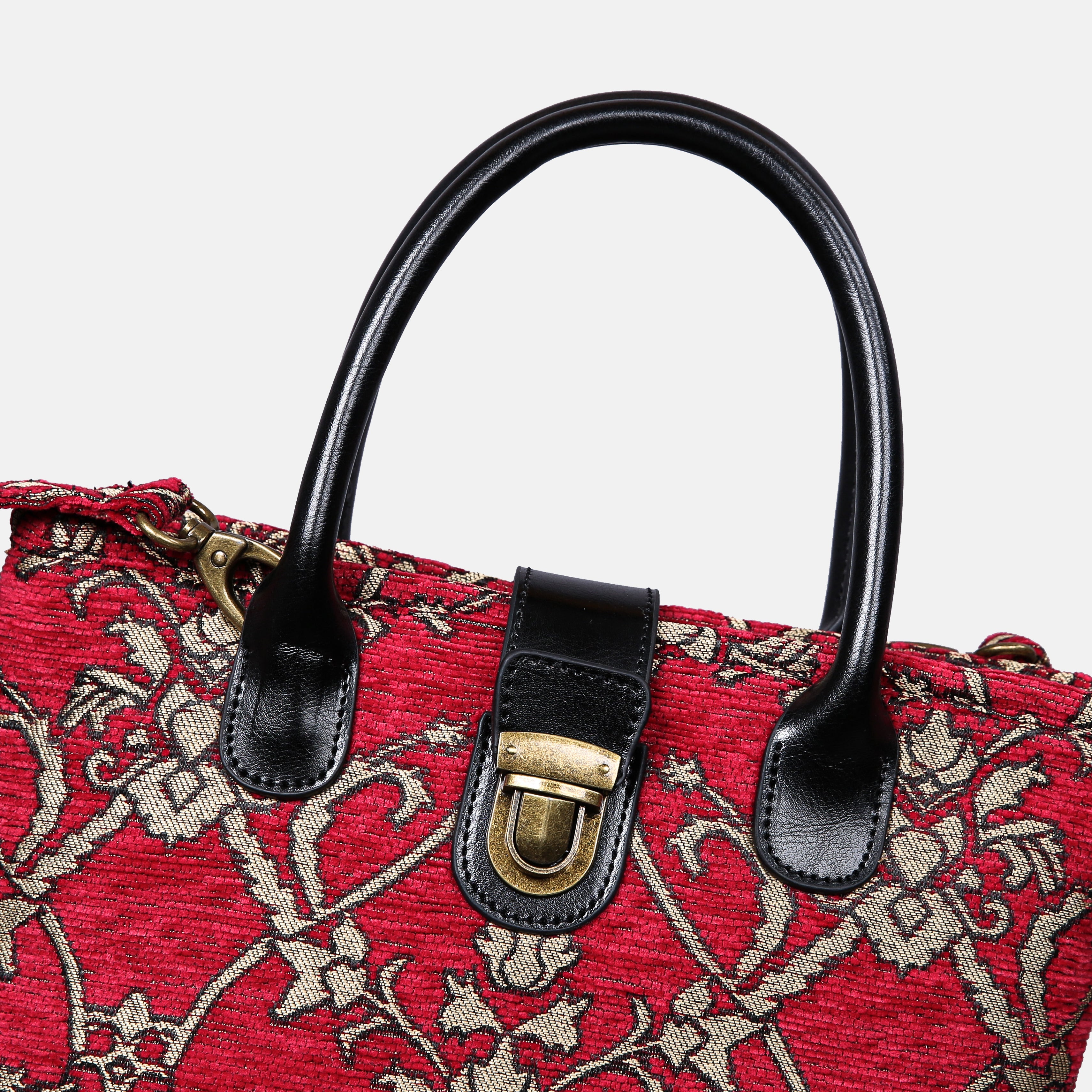 Carnaby Red Tuck Lock Carpet Satchel carpet bag MCW Handmade-3