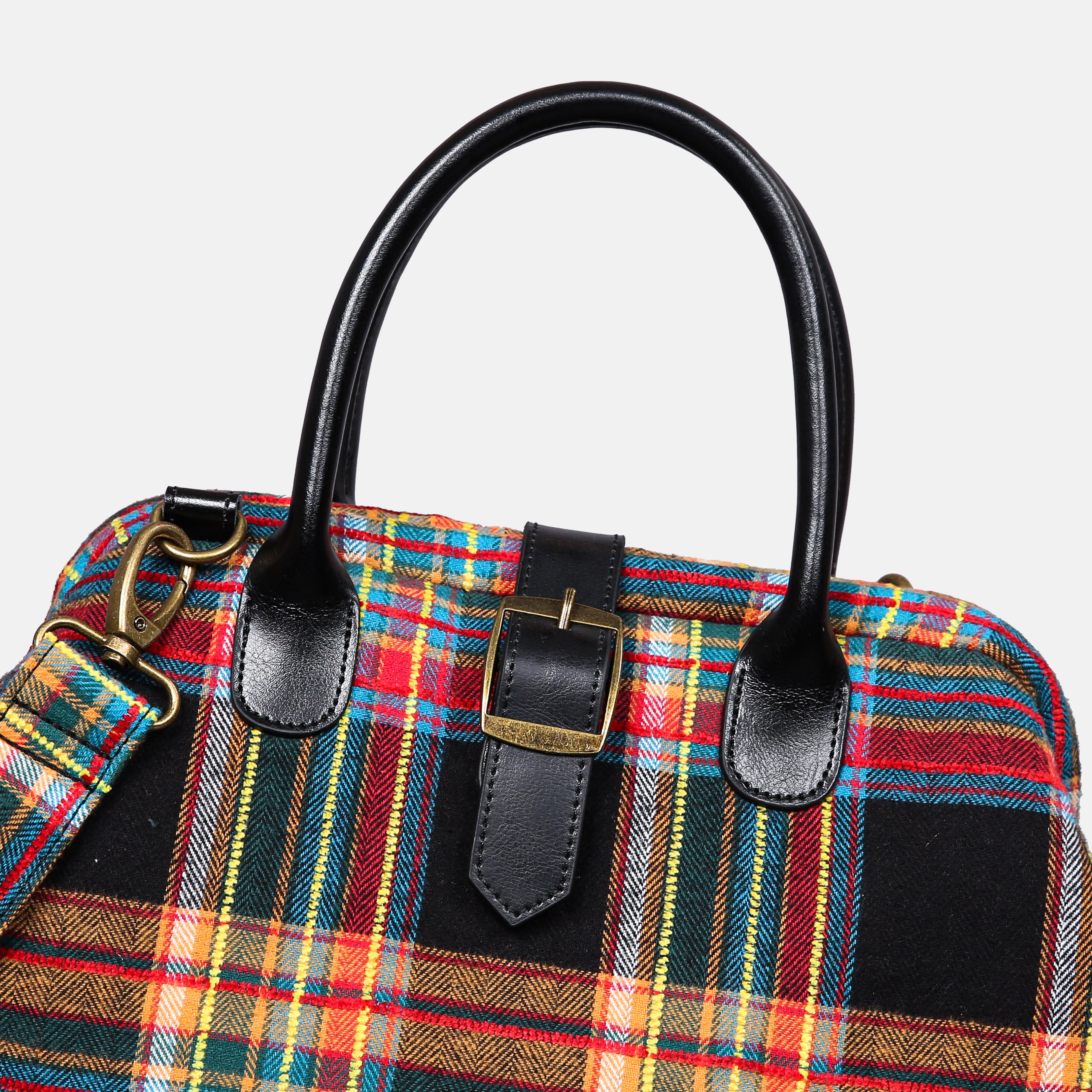 Tartan Stewart Black Carpet Handbag Purse carpet bag MCW Handmade of America buckle