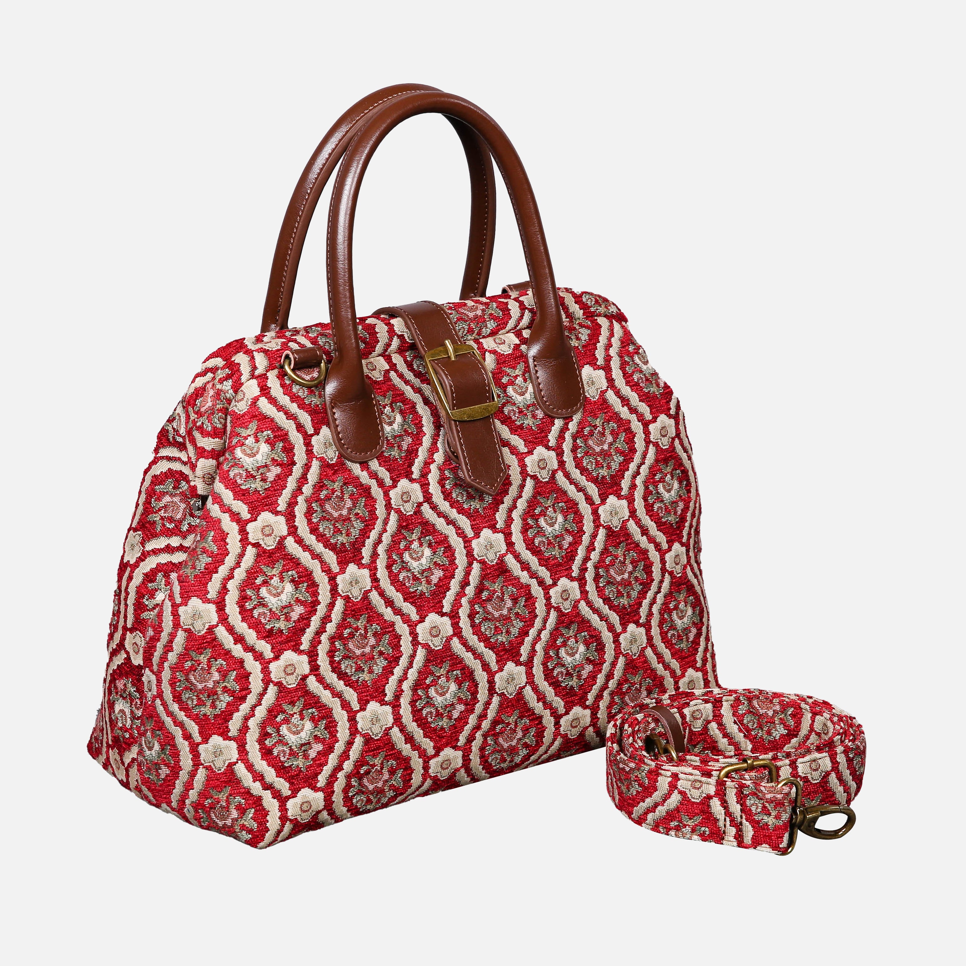 Traditional Red Carpet Handbag Purse carpet bag MCW Handmade of America with shoulder strap