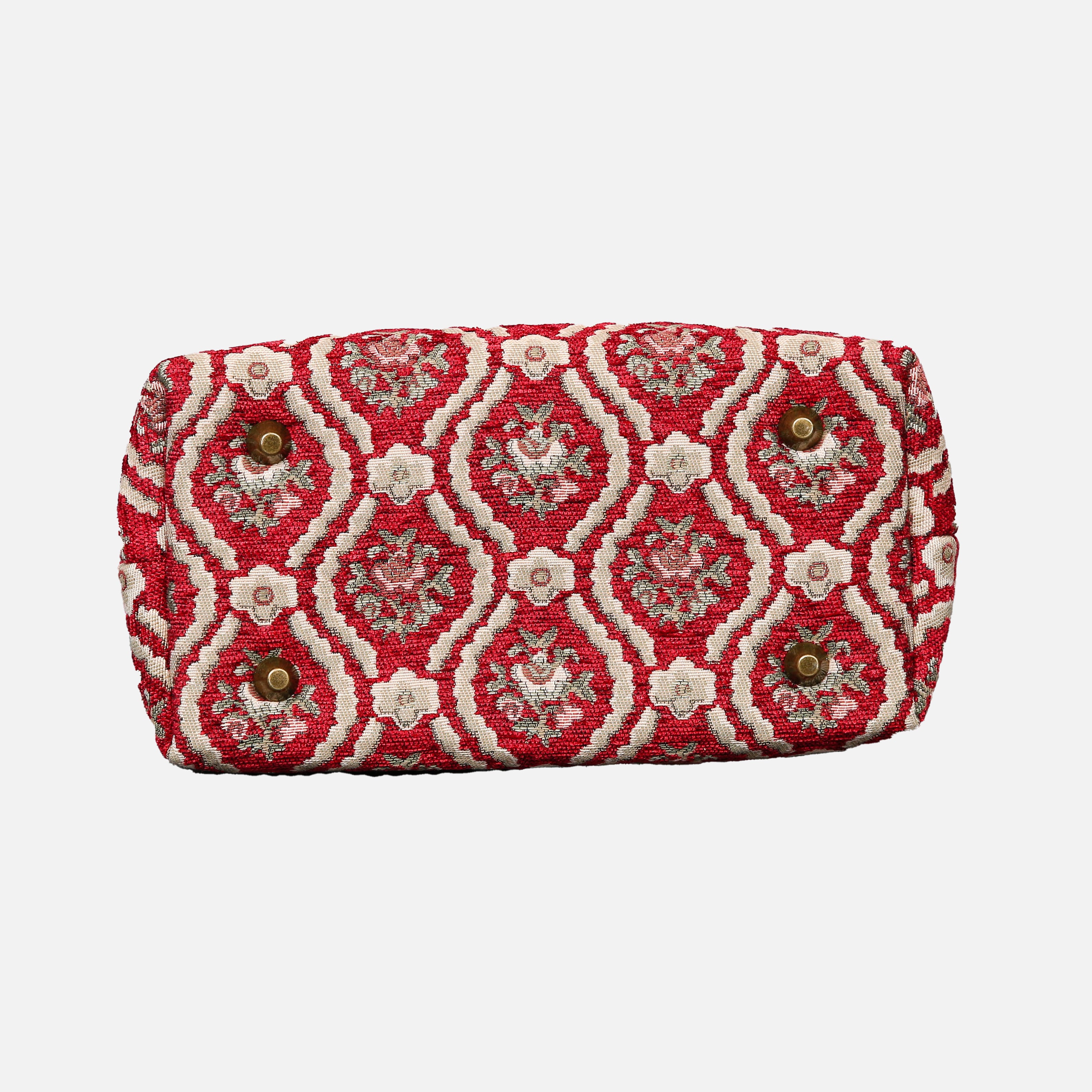 Traditional Red Tuck Lock Carpet Satchel carpet bag MCW Handmade of America bottom