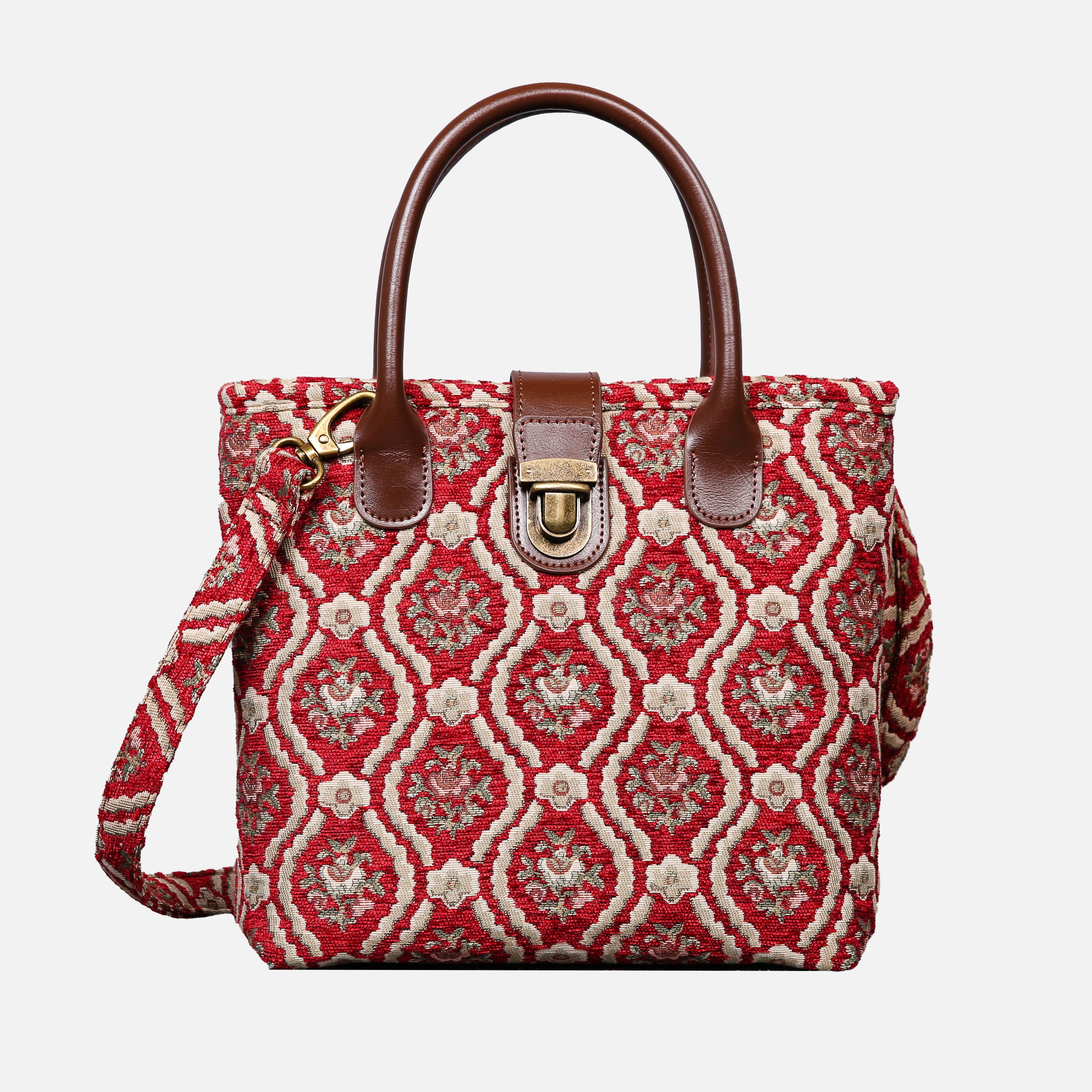 Traditional Red Tuck Lock Carpet Satchel carpet bag MCW Handmade of America main