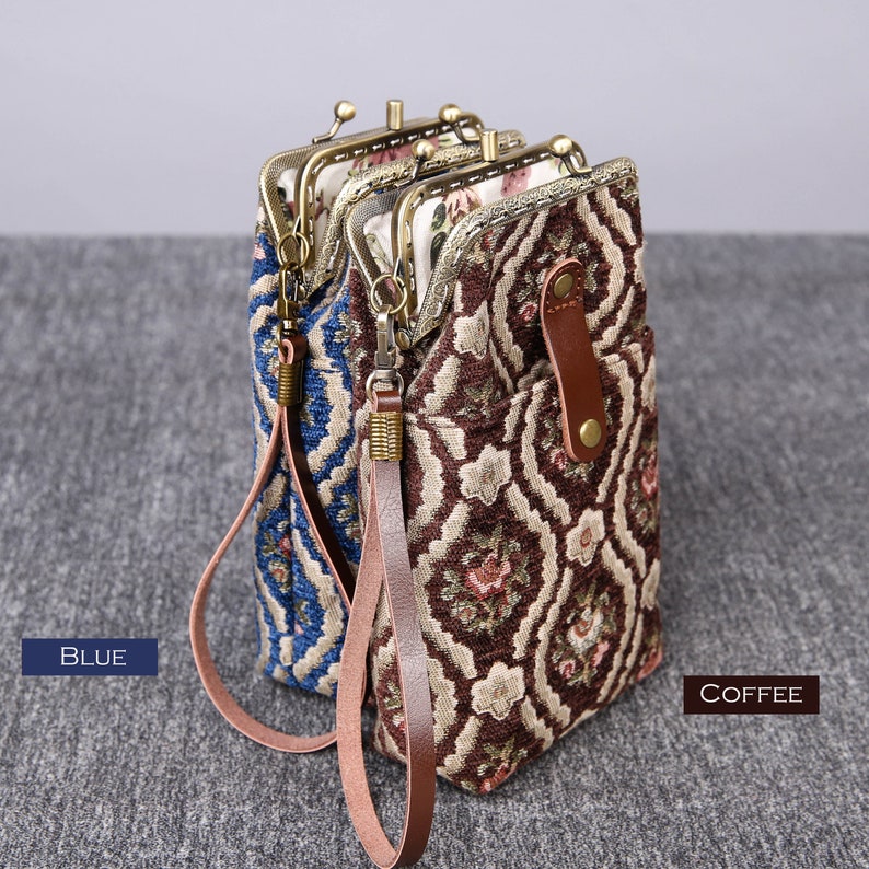 Traditional Series Carpet Phone Case Carpetbag of America Coffee and Blue