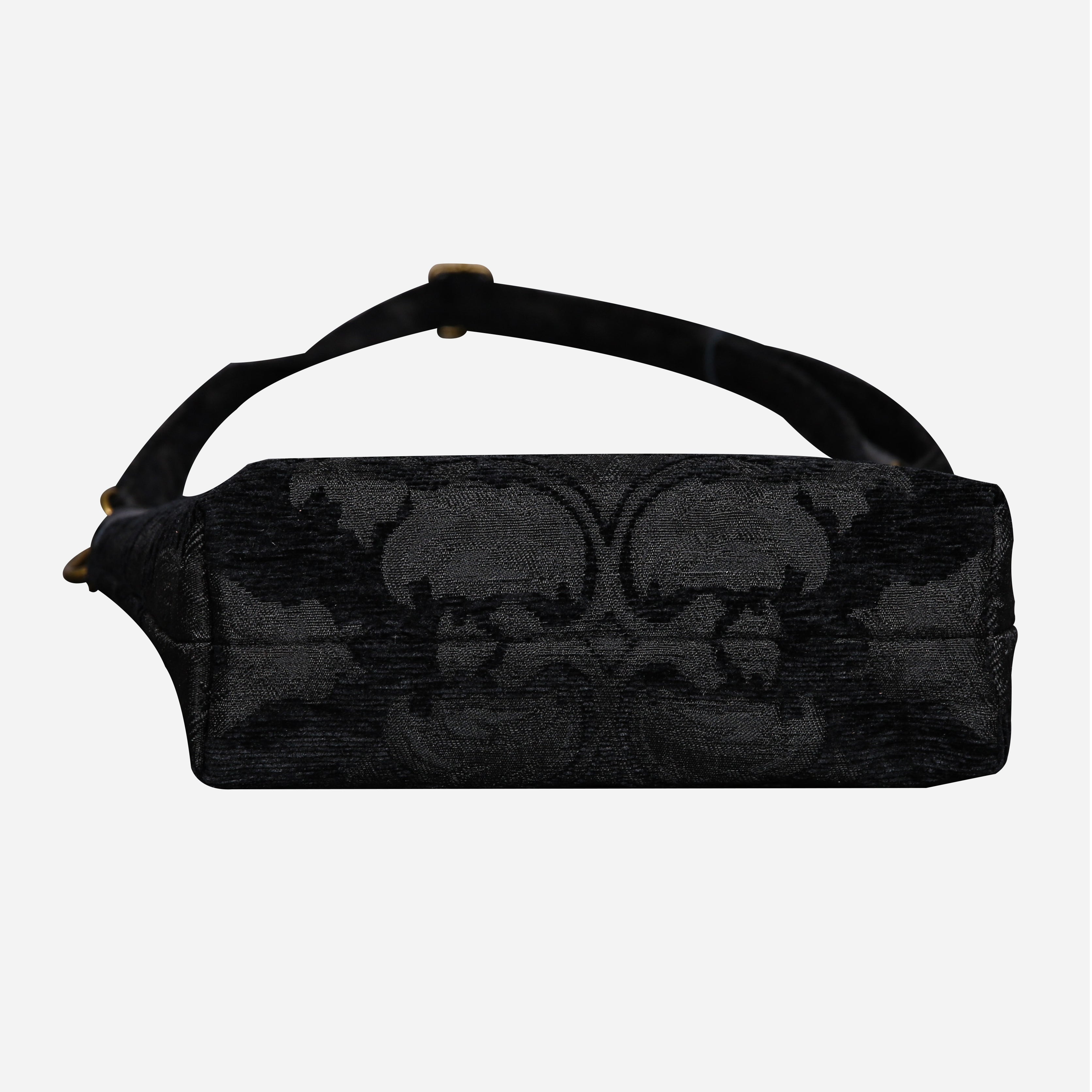 Victorian Blossom BLK/BLK Carpet Crossbody Bag carpet bag MCW Handmade of America bottom