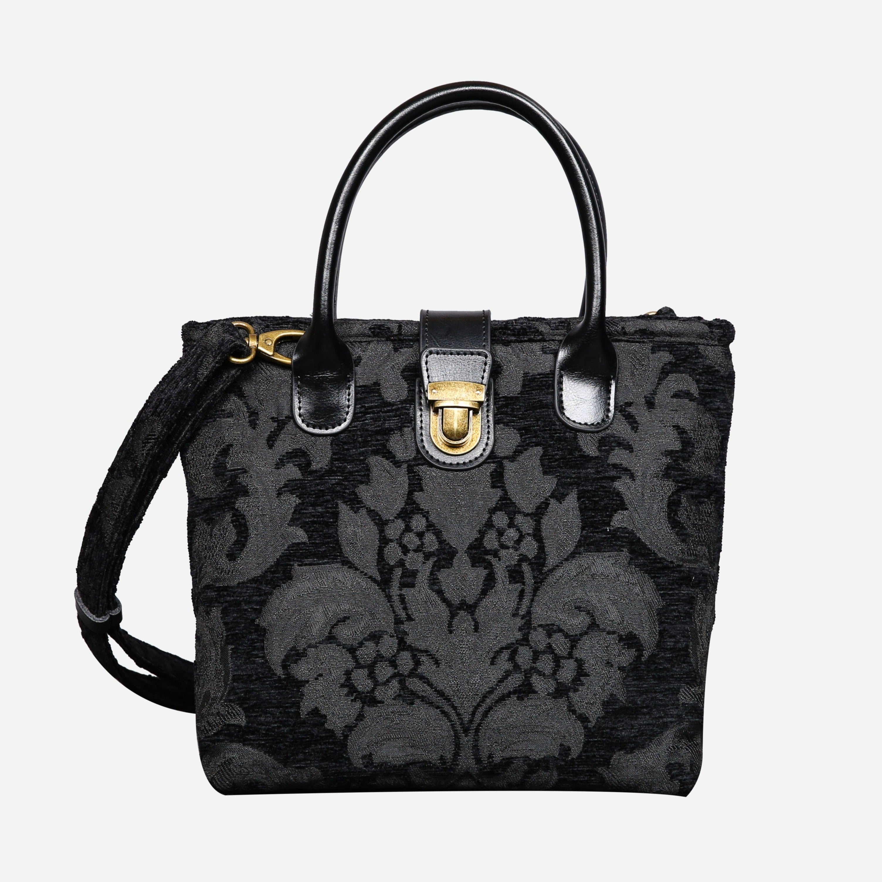 Victorian Blossom Black/Black Tuck Lock Carpet Satchel carpet bag MCW Handmade of America main