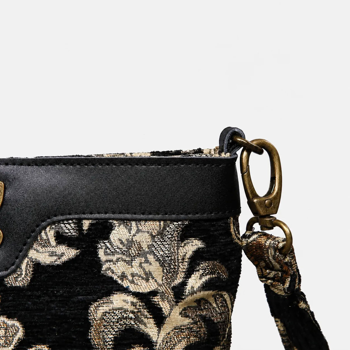 Victorian Blossom BLK-GOLD Carpet Crossbody Bag carpet bag MCW Handmade of America details