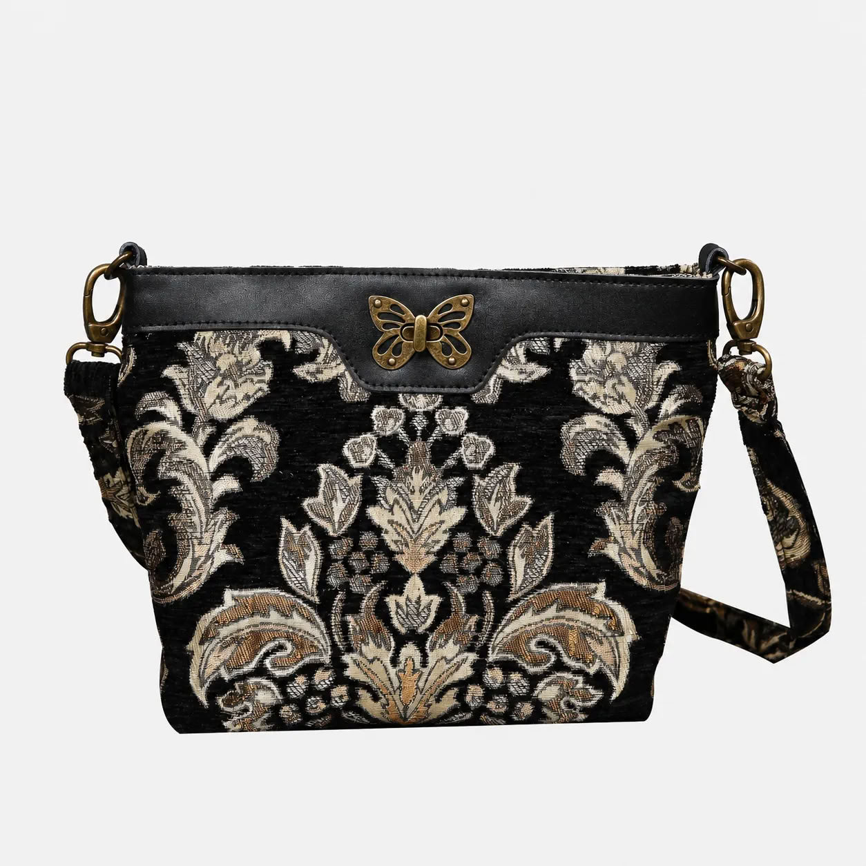 Victorian Blossom BLK-GOLD Carpet Crossbody Bag carpet bag MCW Handmade of America main