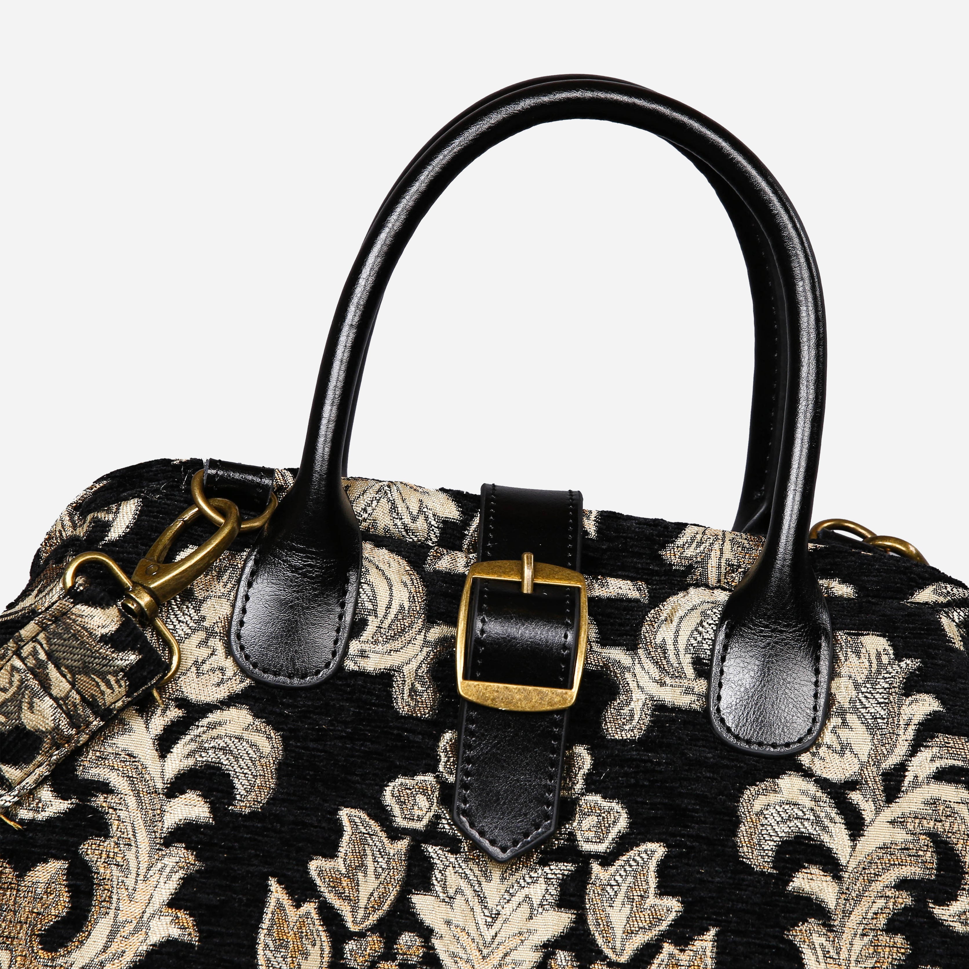 Victorian Blossom BLK-GOLD Carpet Handbag Purse carpet bag MCW Handmade of America buckle