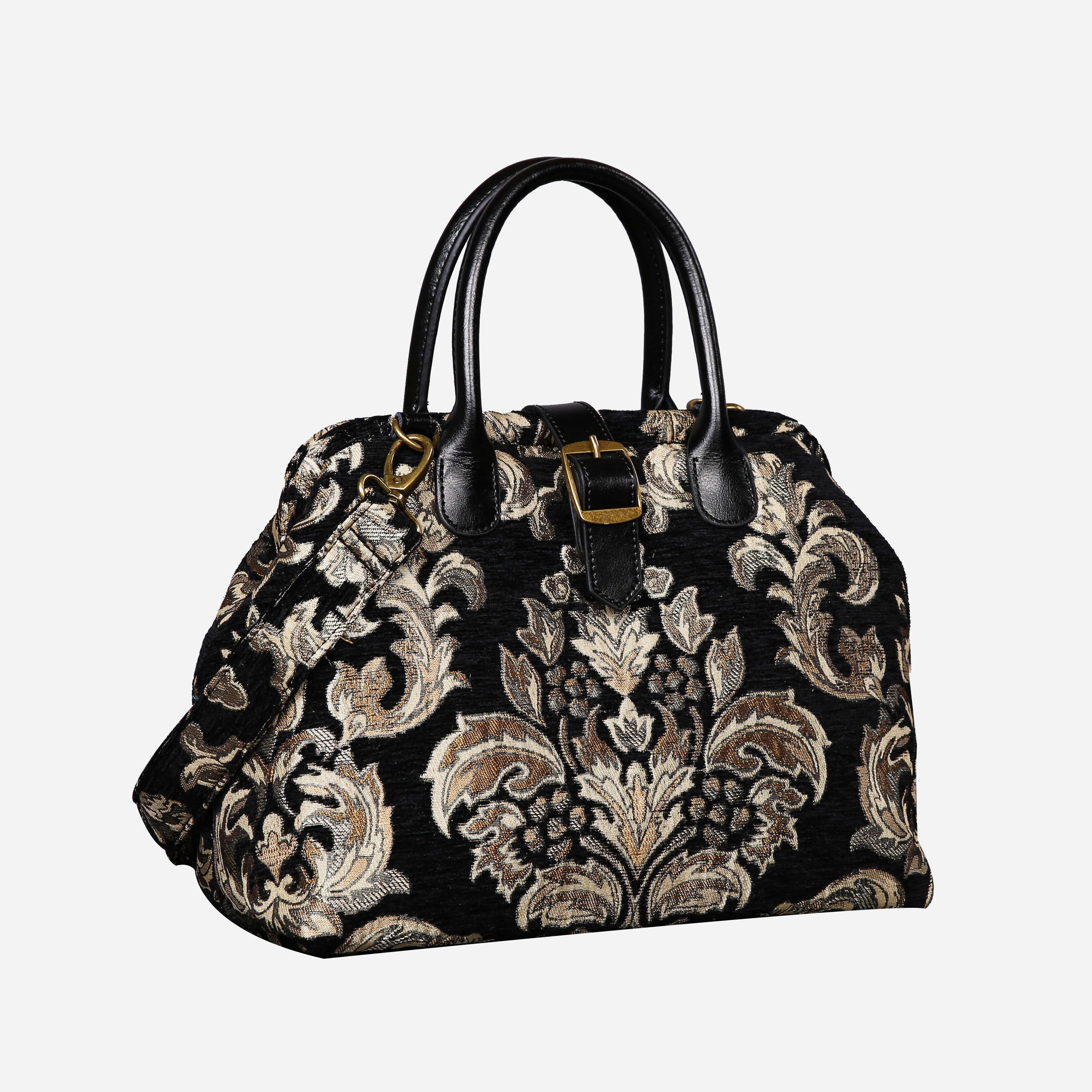 Victorian Blossom BLK-GOLD Carpet Handbag Purse carpet bag MCW Handmade of America front