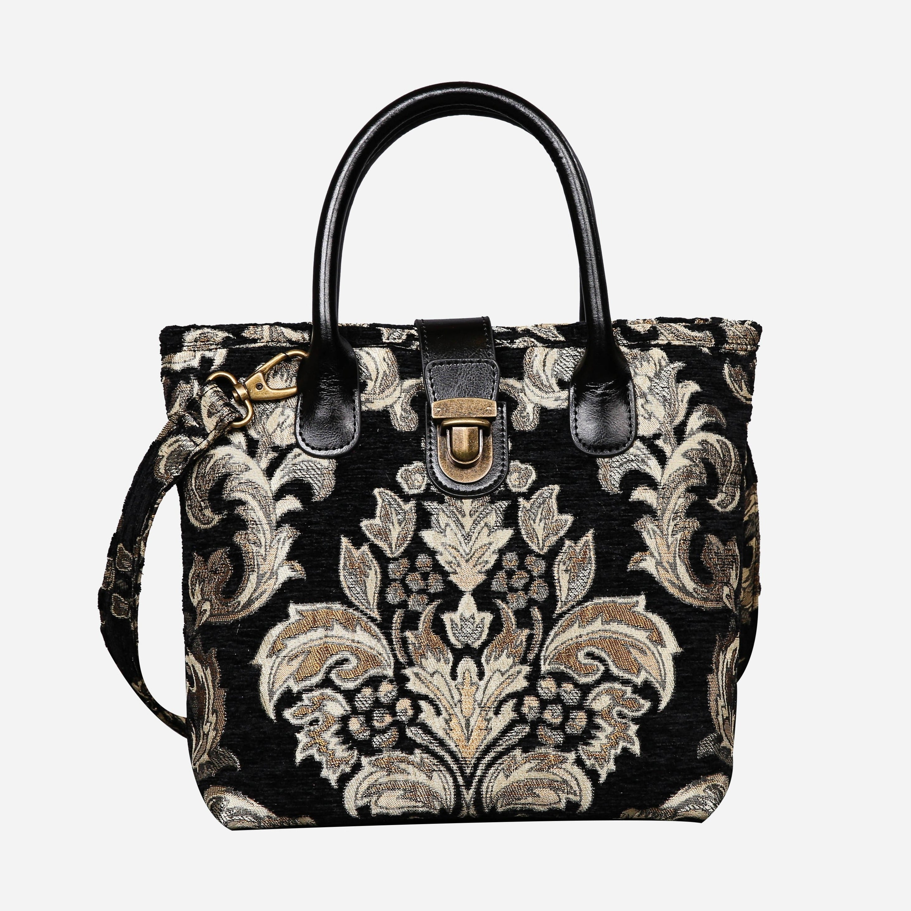 Victorian Blossom BLK-GOLD Tuck Lock Carpet Satchel carpet bag MCW Handmade of America main