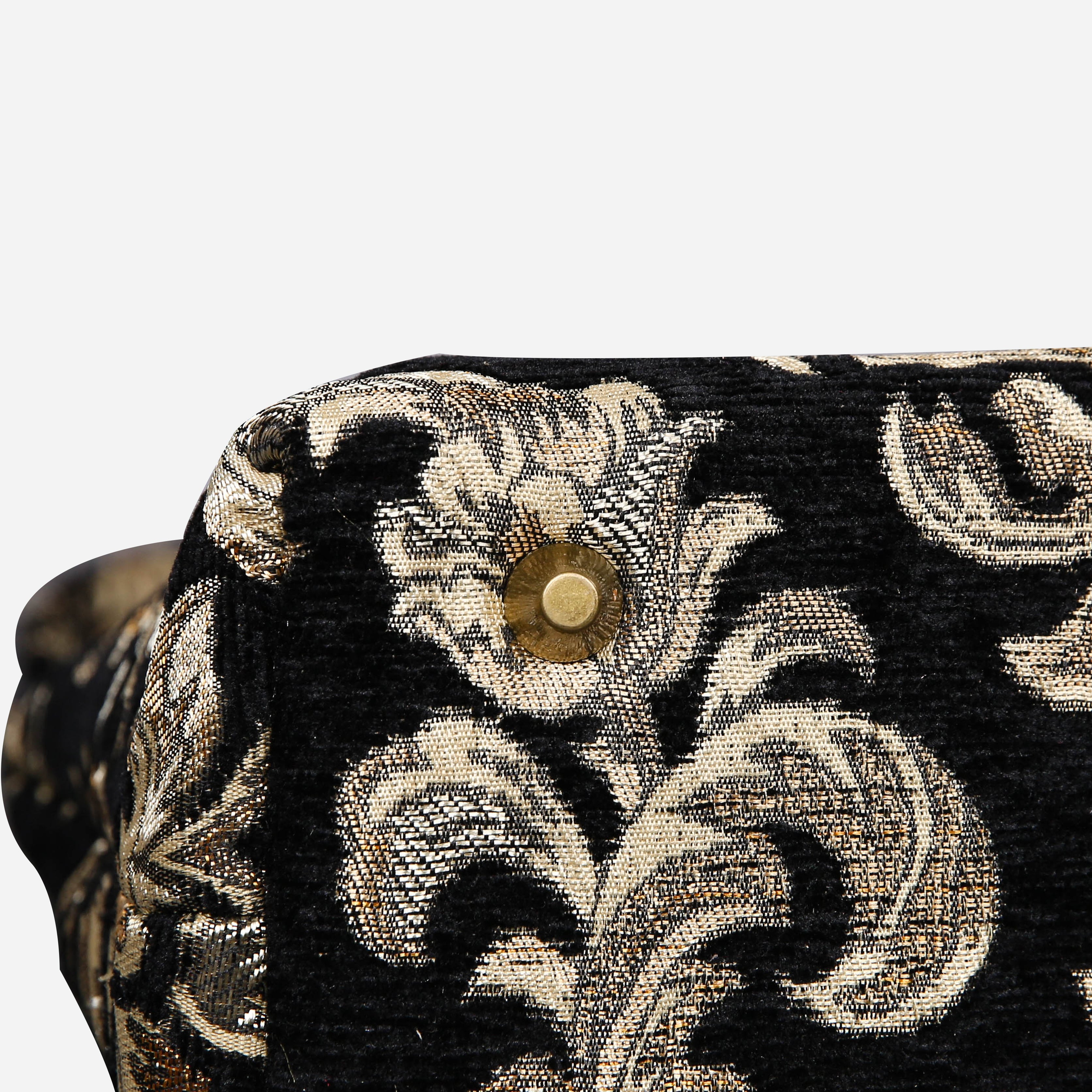 Victorian Blossom BLK-GOLD Tuck Lock Carpet Satchel carpet bag MCW Handmade of America bottom