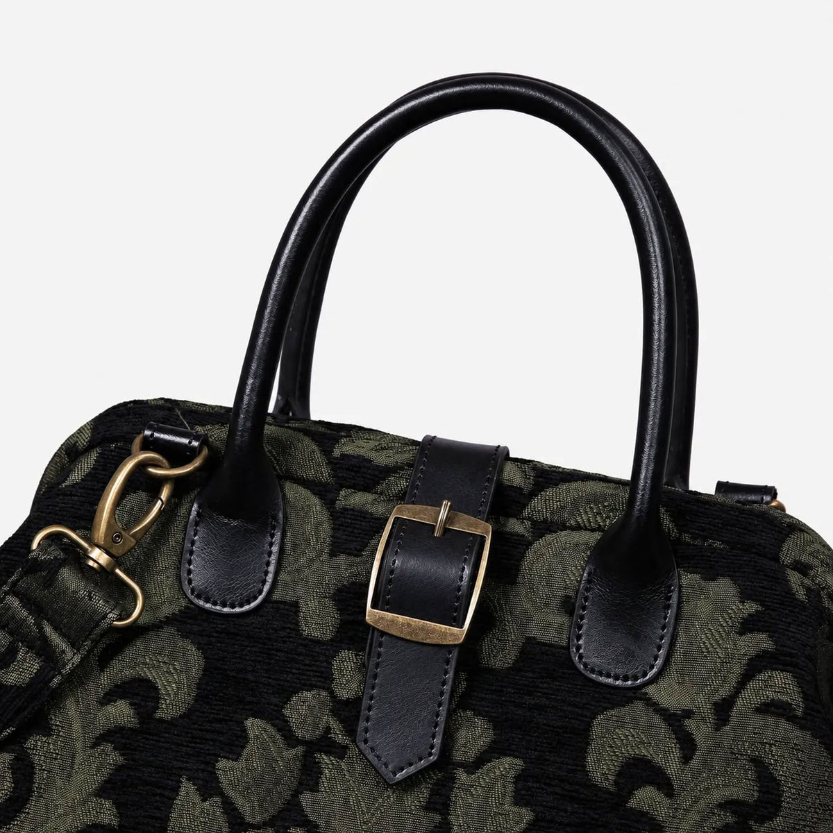 Victorian Blossom Black/Green Carpet Handbag Purse carpet bag MCW Handmade of America buckle