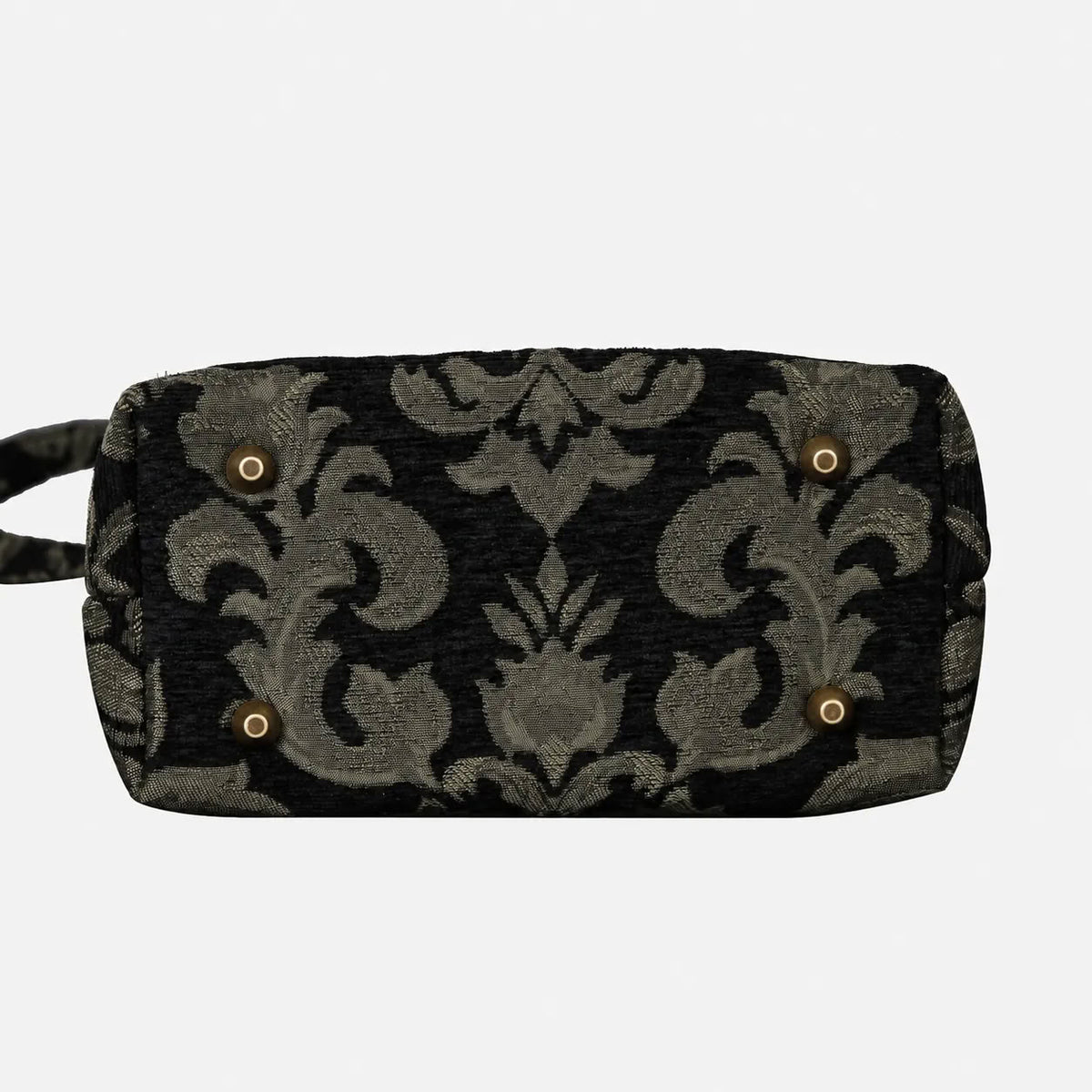 Victorian Blossom Black/Green Tuck Lock Carpet Satchel carpet bag MCW Handmade of America bottom