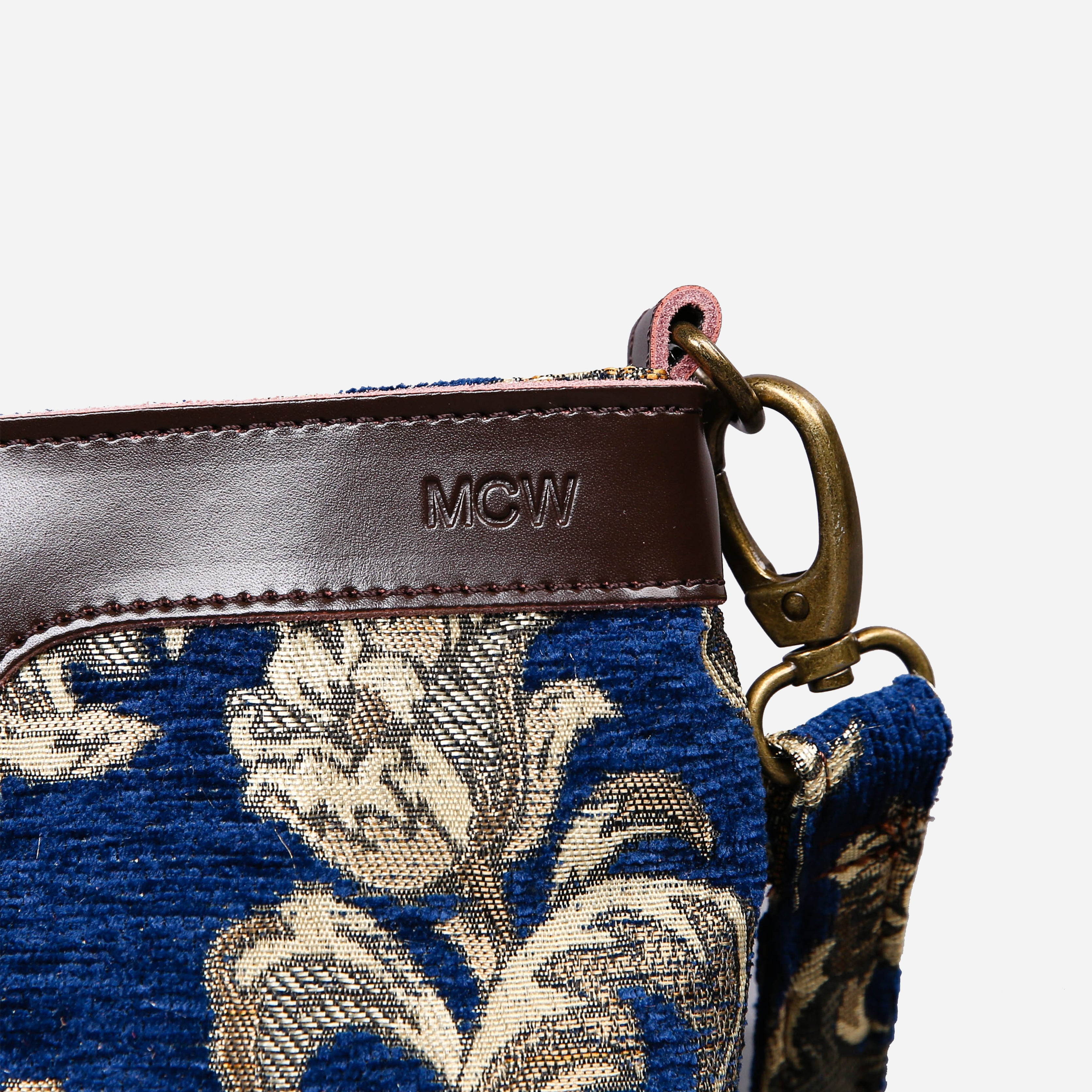 Victorian Blossom BLUE-GOLD Carpet Crossbody Bag carpet bag MCW Handmade details