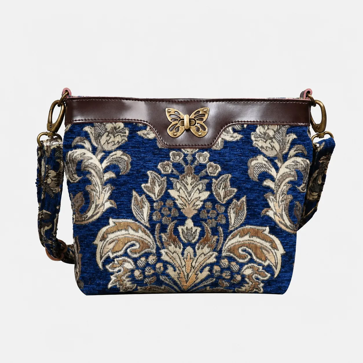 Victorian Blossom BLUE-GOLD Carpet Crossbody Bag carpet bag MCW Handmade main