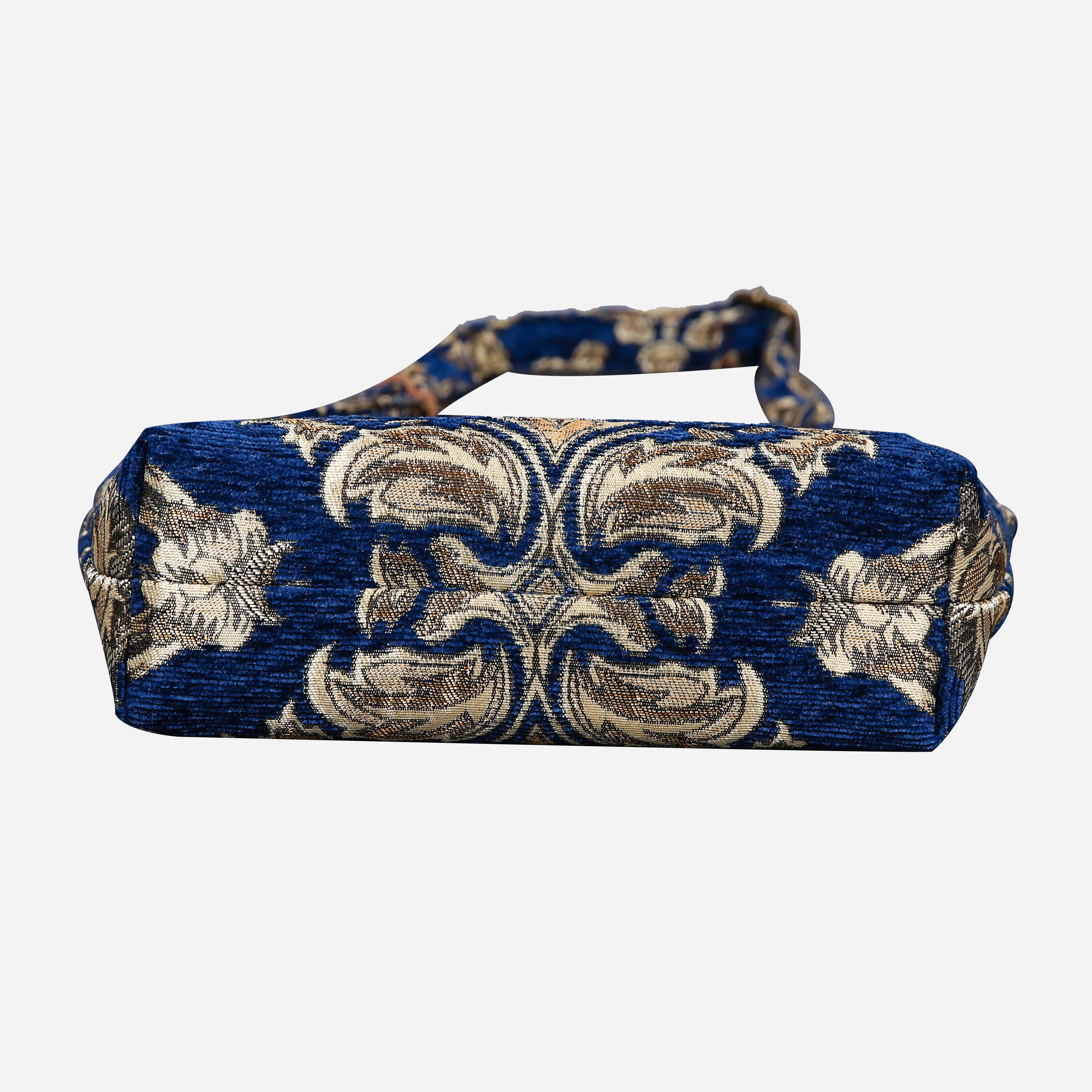 Victorian Blossom BLUE-GOLD Carpet Crossbody Bag carpet bag MCW Handmade bottom