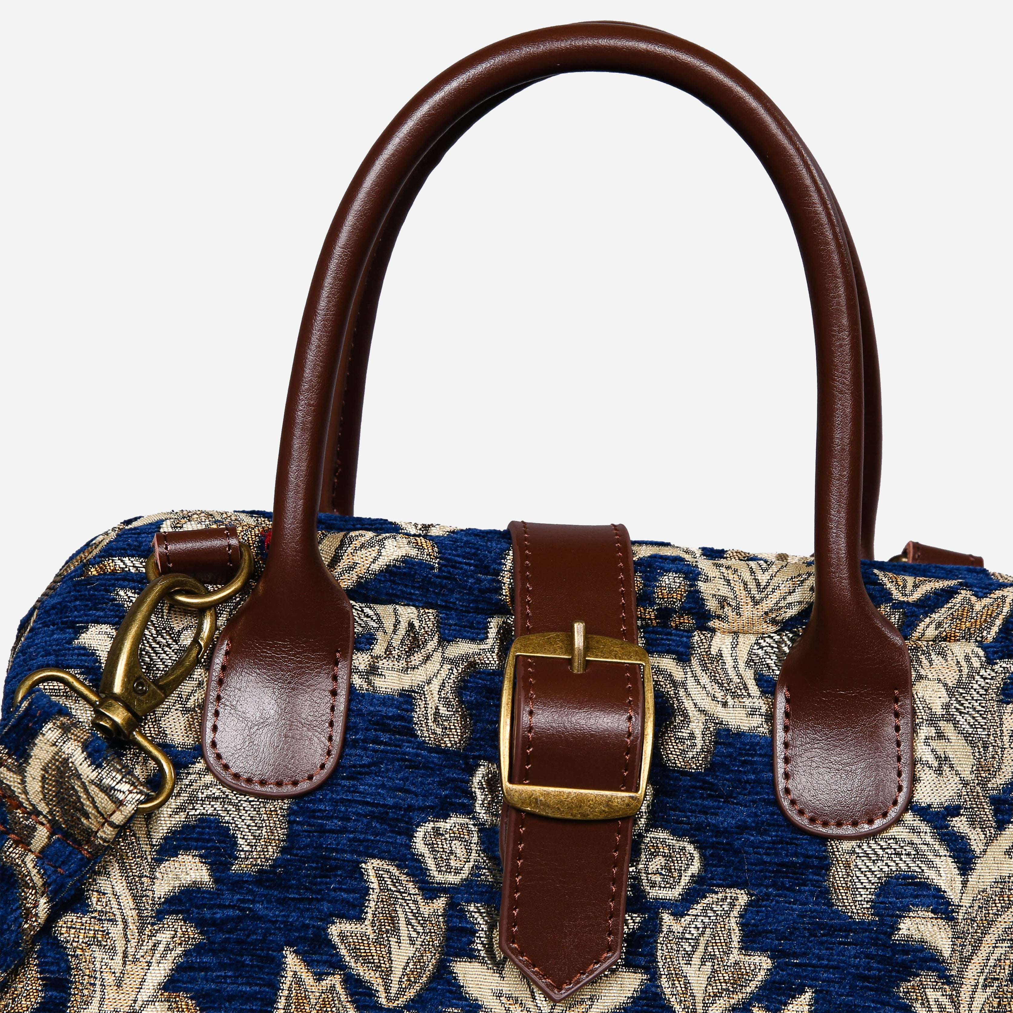 Victorian Blossom BLUE-GOLD Carpet Handbag Purse carpet bag MCW Handmade of America buckle