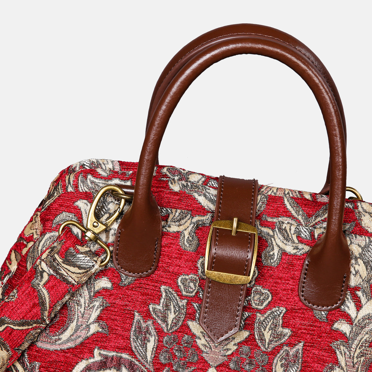 Victorian Blossom Red Carpet Handbag Purse carpet bag MCW Handmade of America buckle