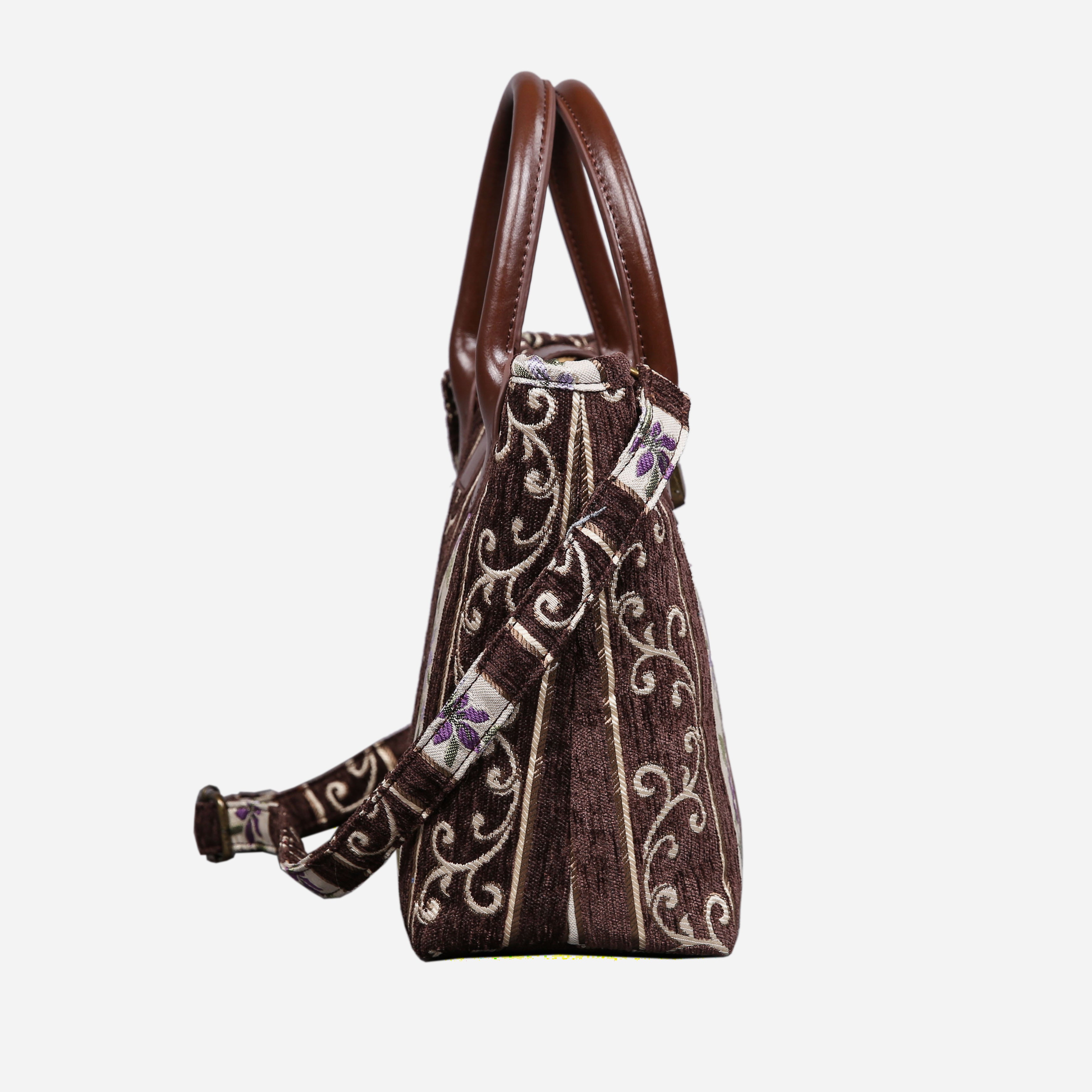 Strips Coffee Tuck Lock Carpet Satchel carpet bag MCW Handmade-3