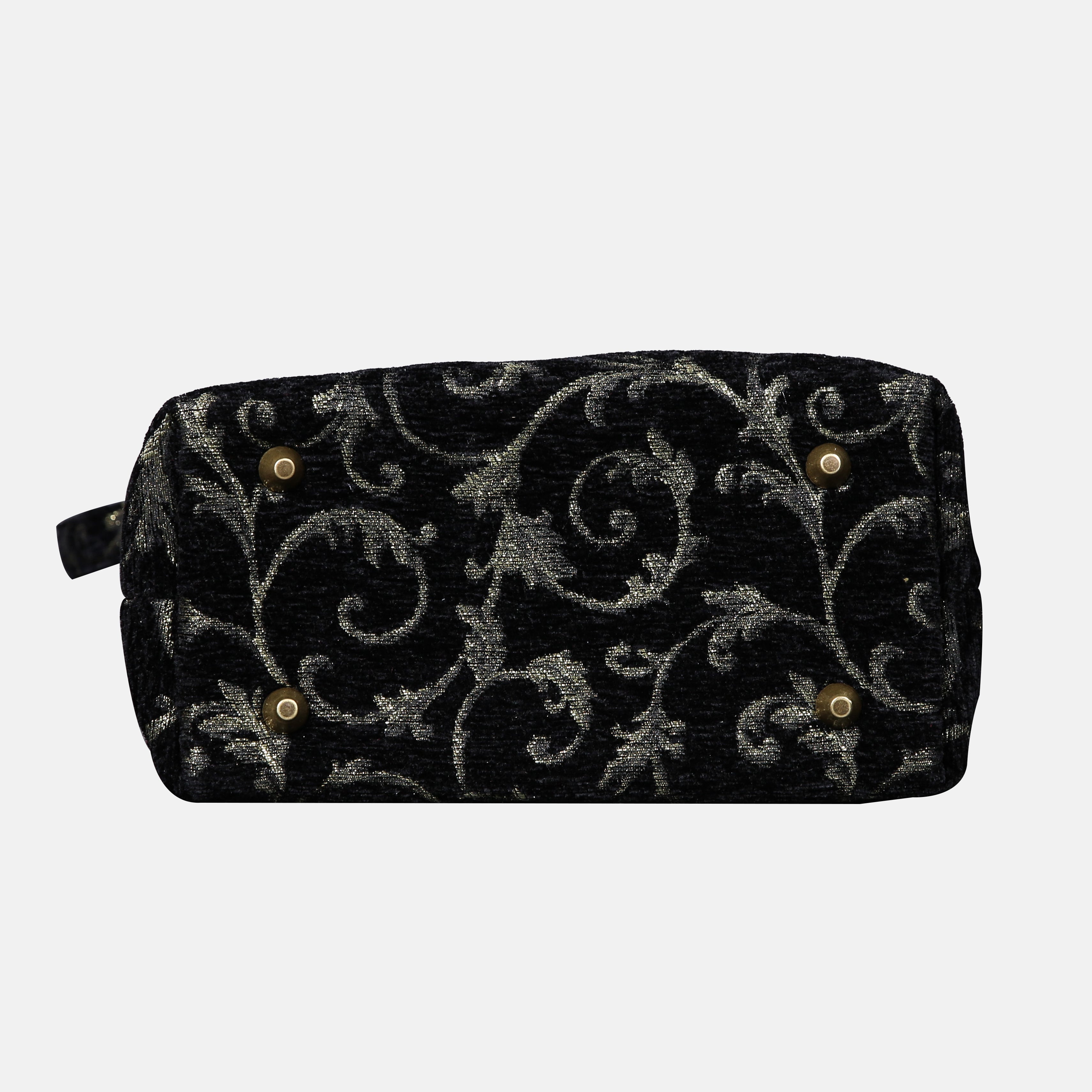 Swirls Black/Green Tuck Lock Carpet Satchel carpet bag MCW Handmade- of America bottom
